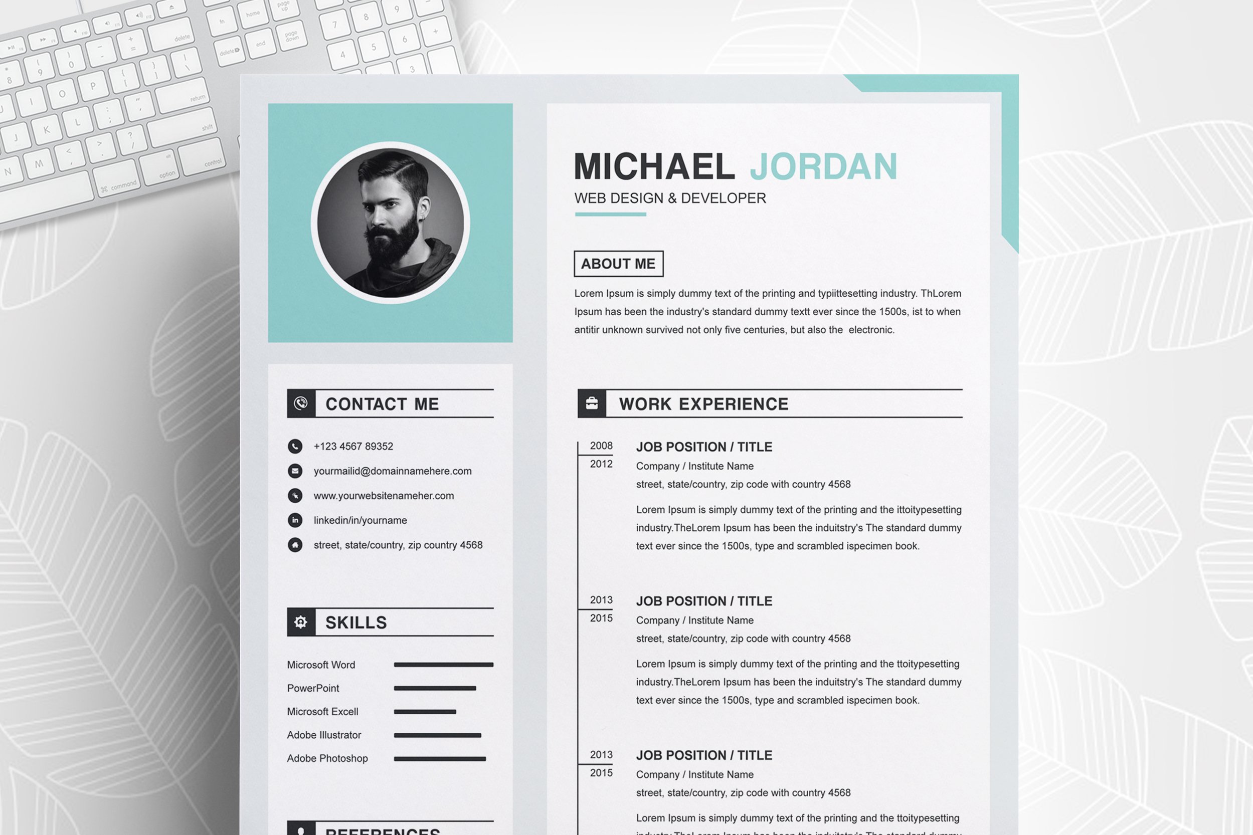 One Page Clean And Professional Resume Design - Design Cuts