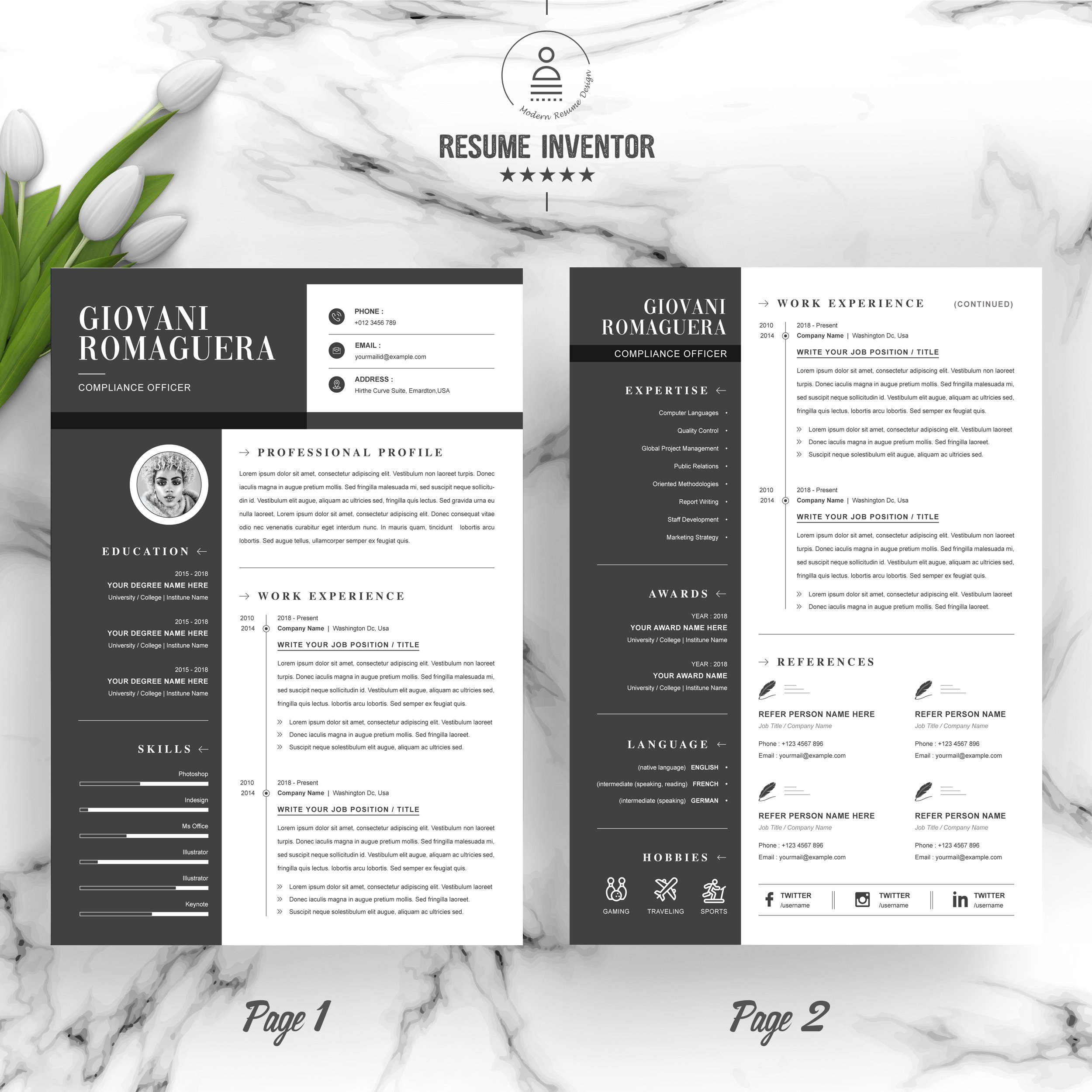 Minimal And Black White Clean Resume - Design Cuts