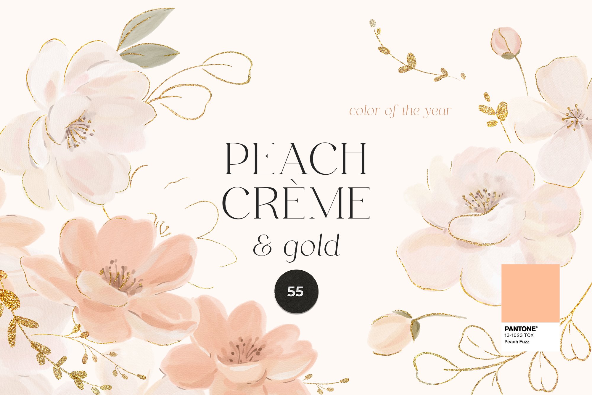 Peach Cream & Gold Flowers - Design Cuts