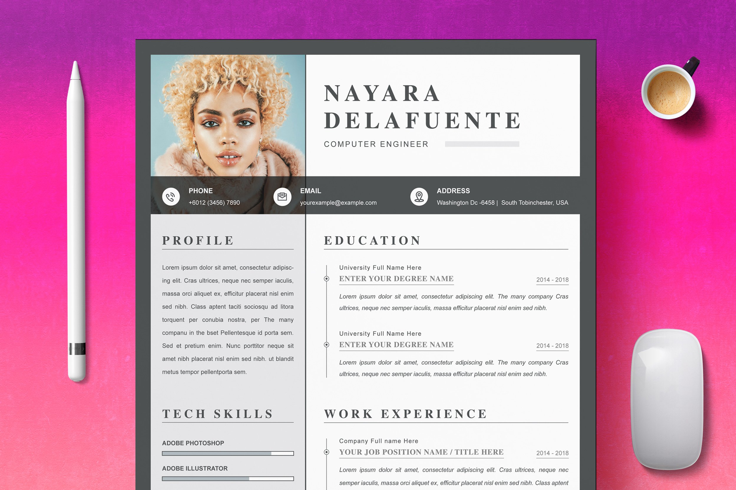 Professional Resume Template With Photo - Design Cuts