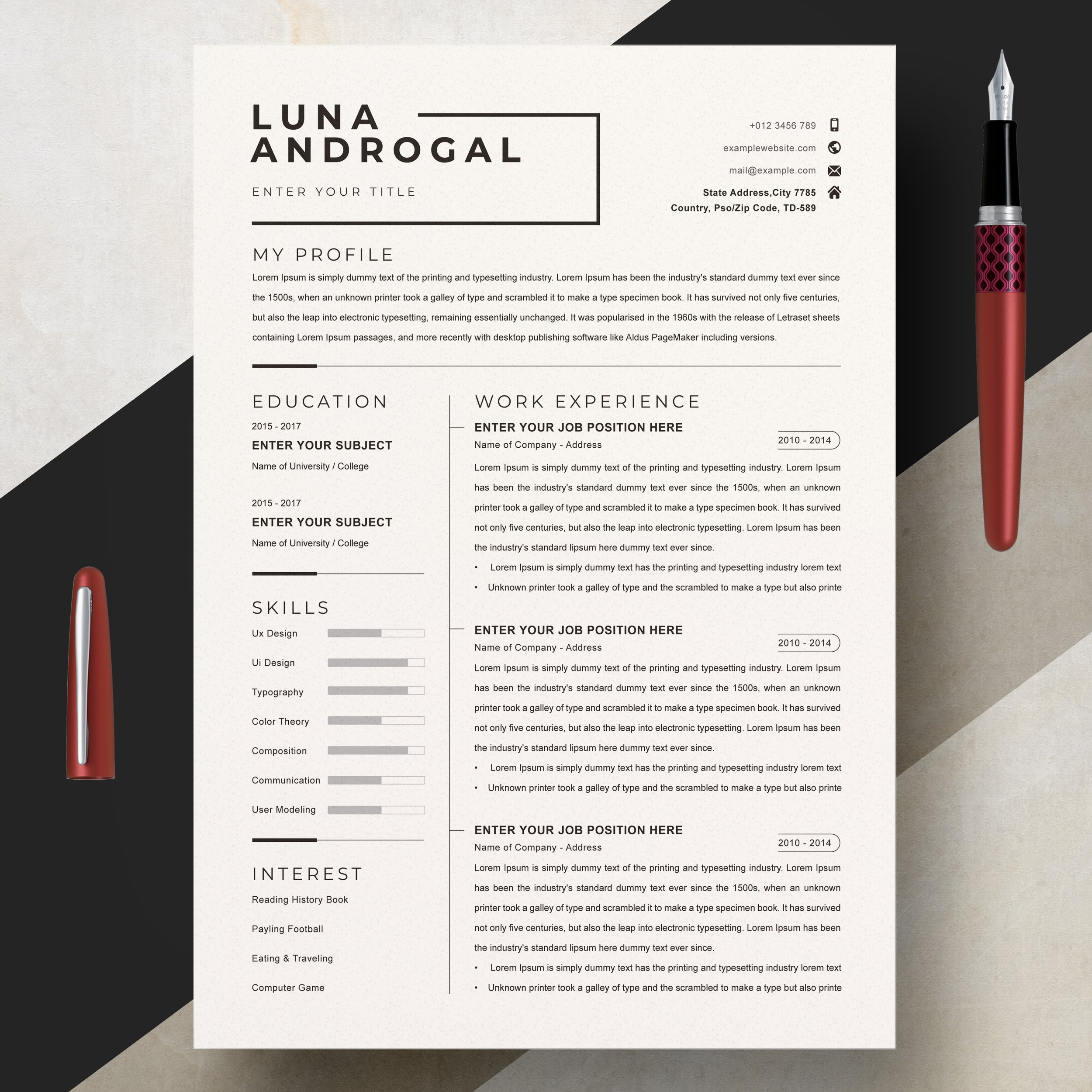 Minimalist Resume Template Word 2 - Design Cuts