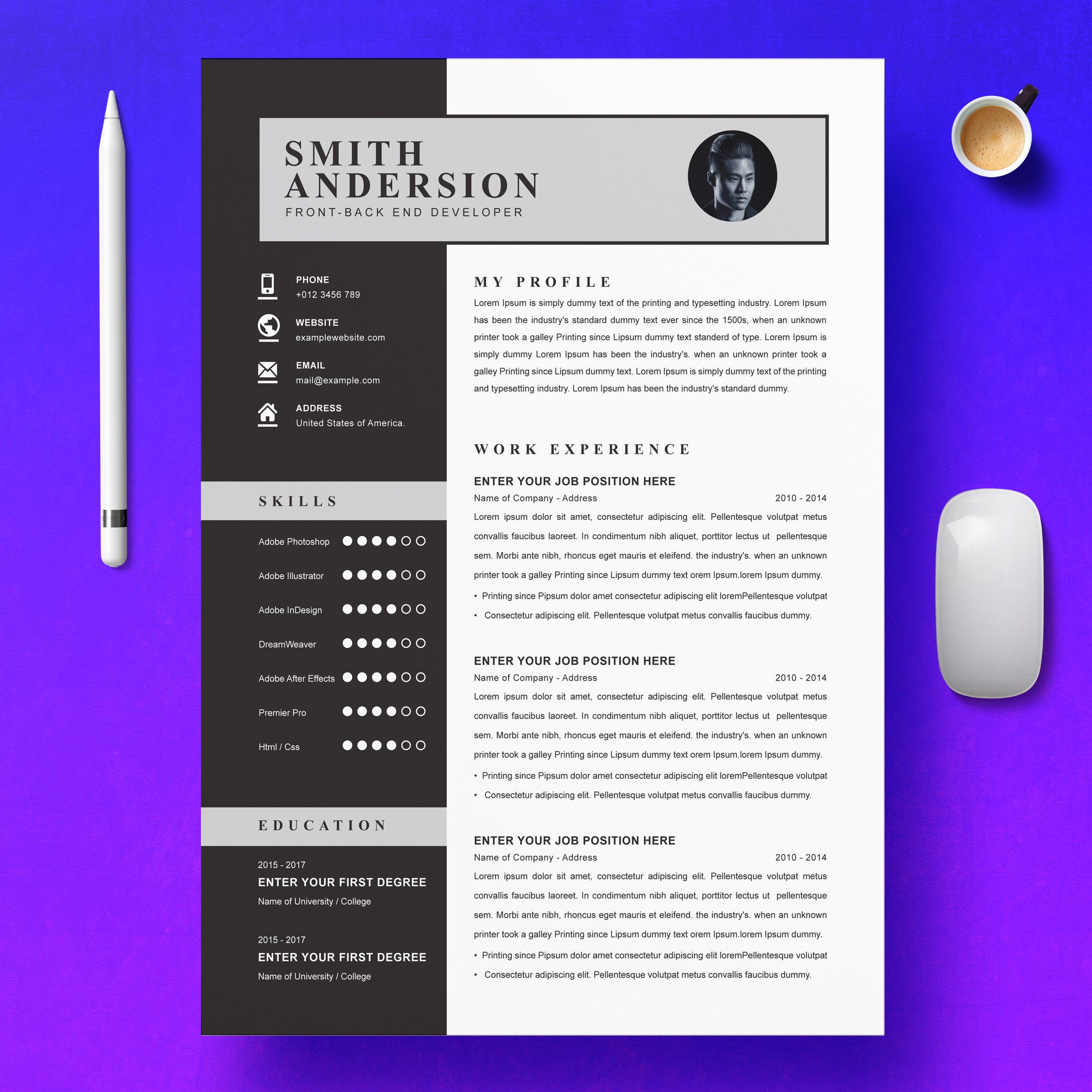 Resume CV Template Or Bio Data Template Word - Design Cuts