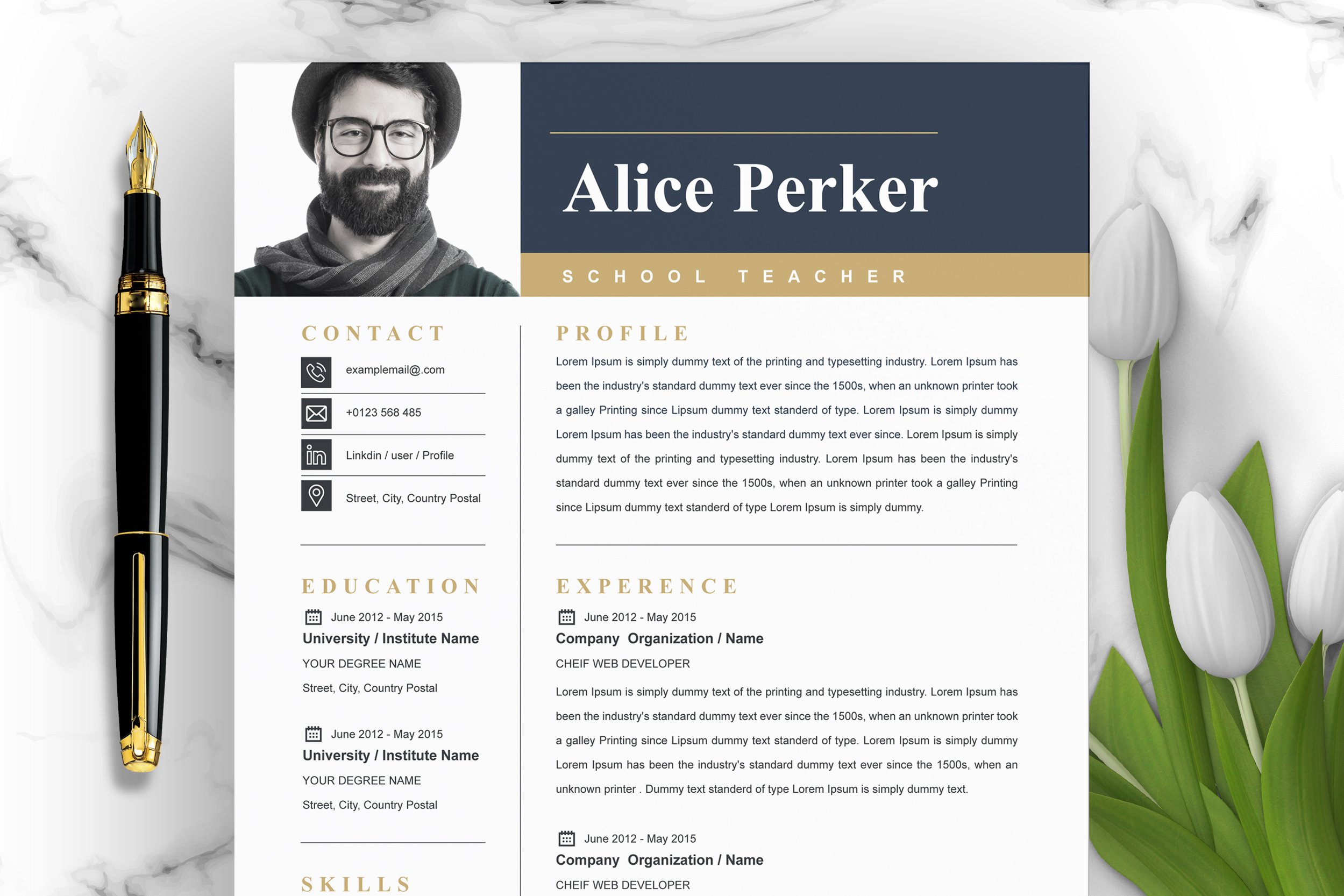 School Teacher Resume Education CV Template - Design Cuts