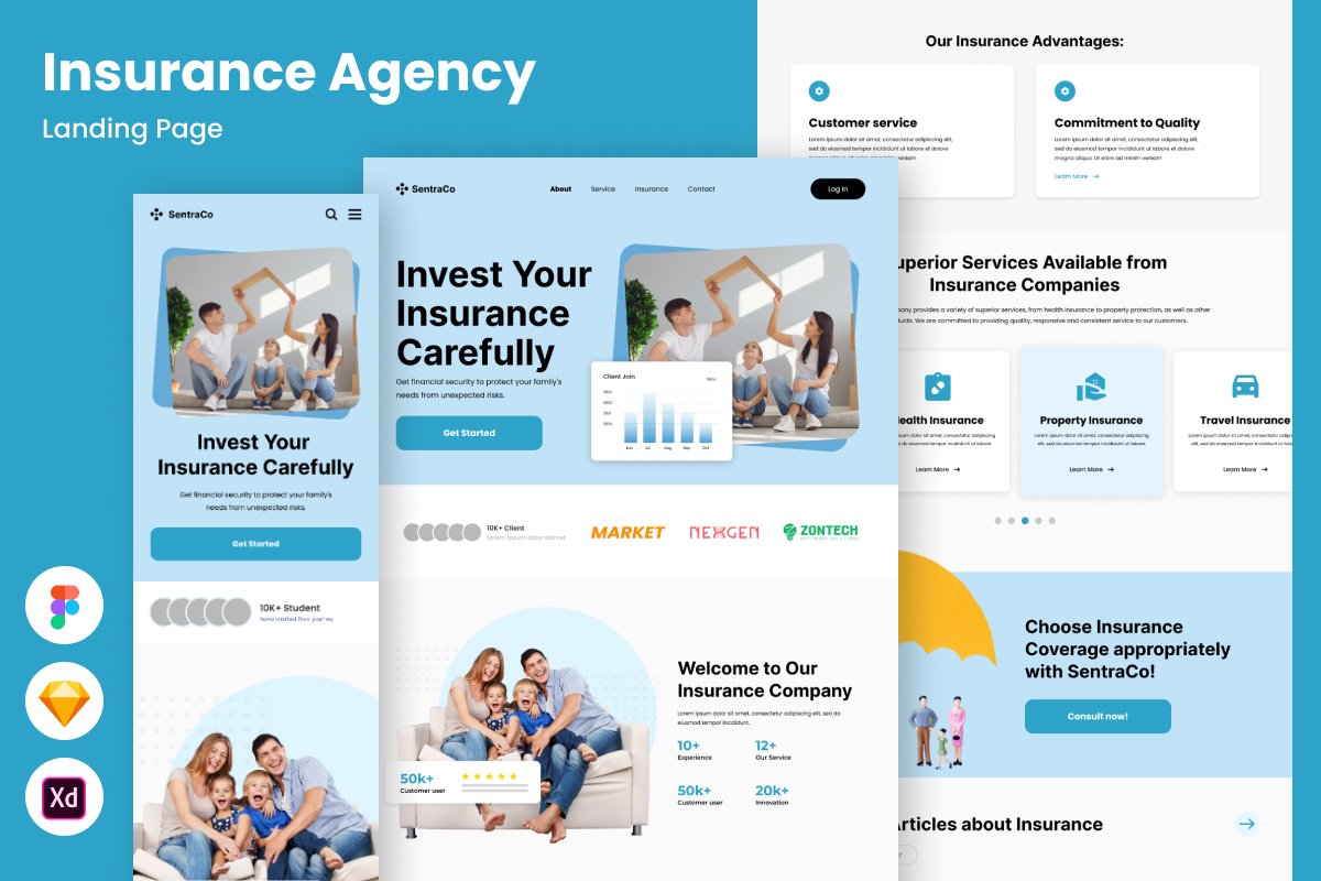 SentraCo - Insurance Agency Landing Page - Design Cuts