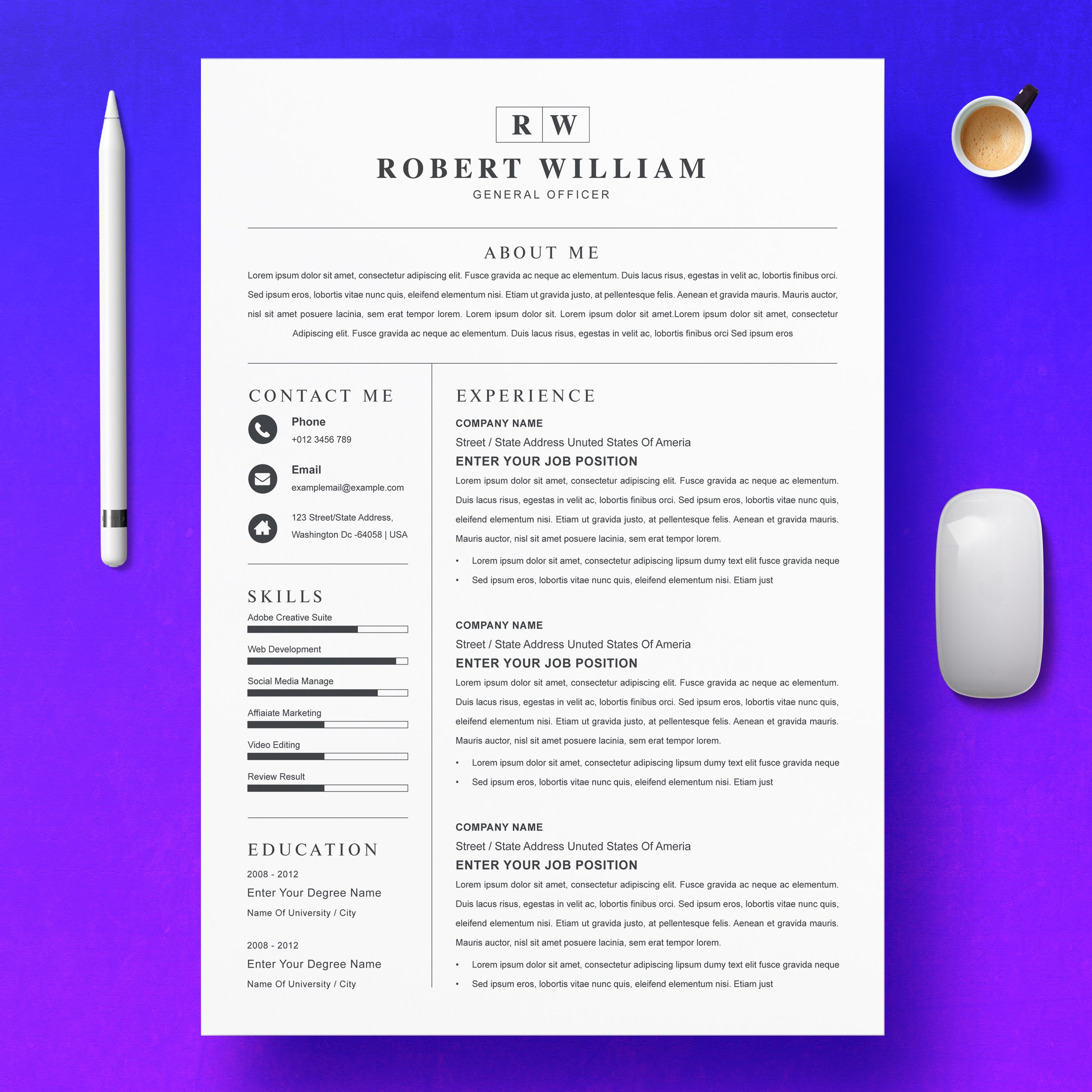 Simple Resume Template Word - Design Cuts