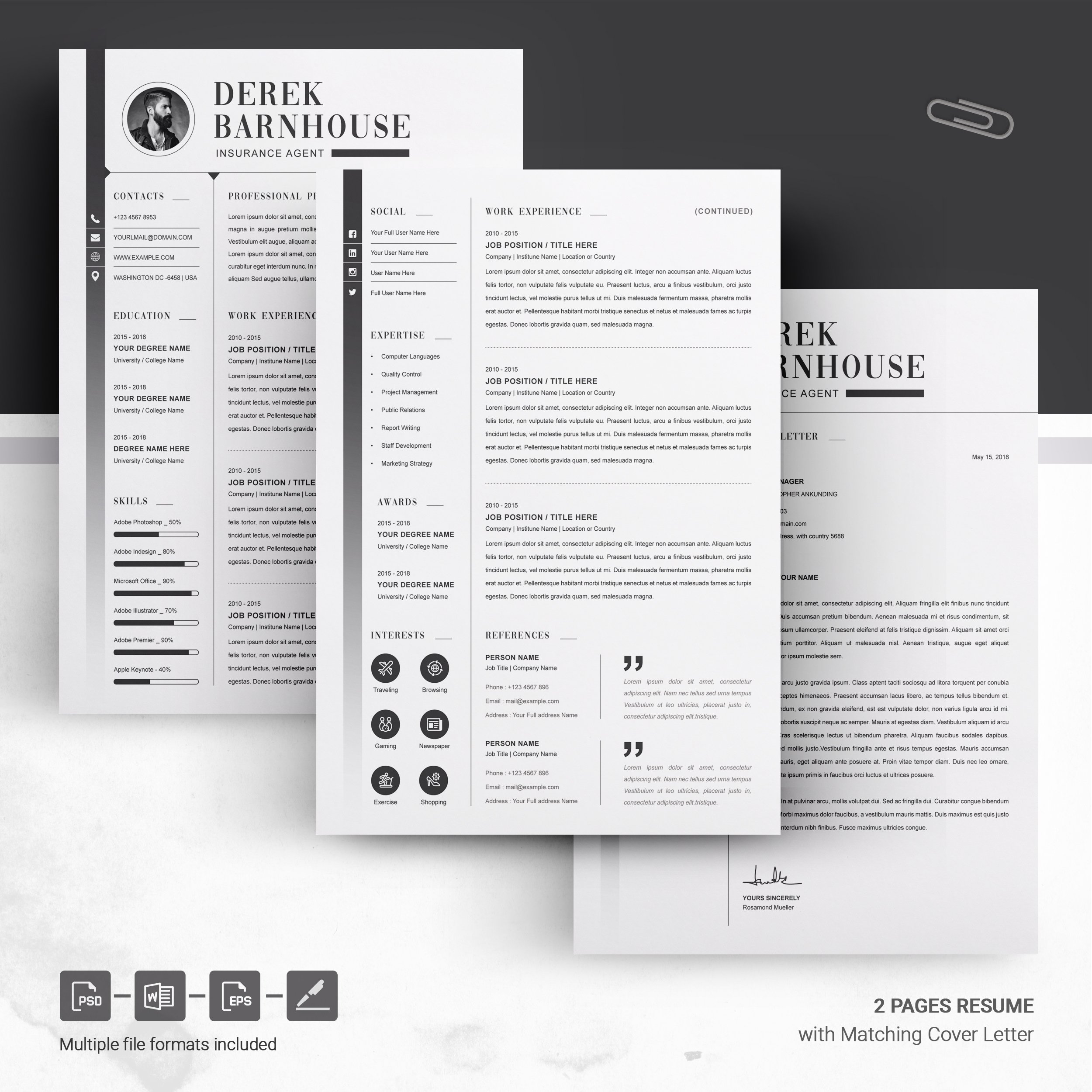 Modern Clean One Page Resume Template - Design Cuts