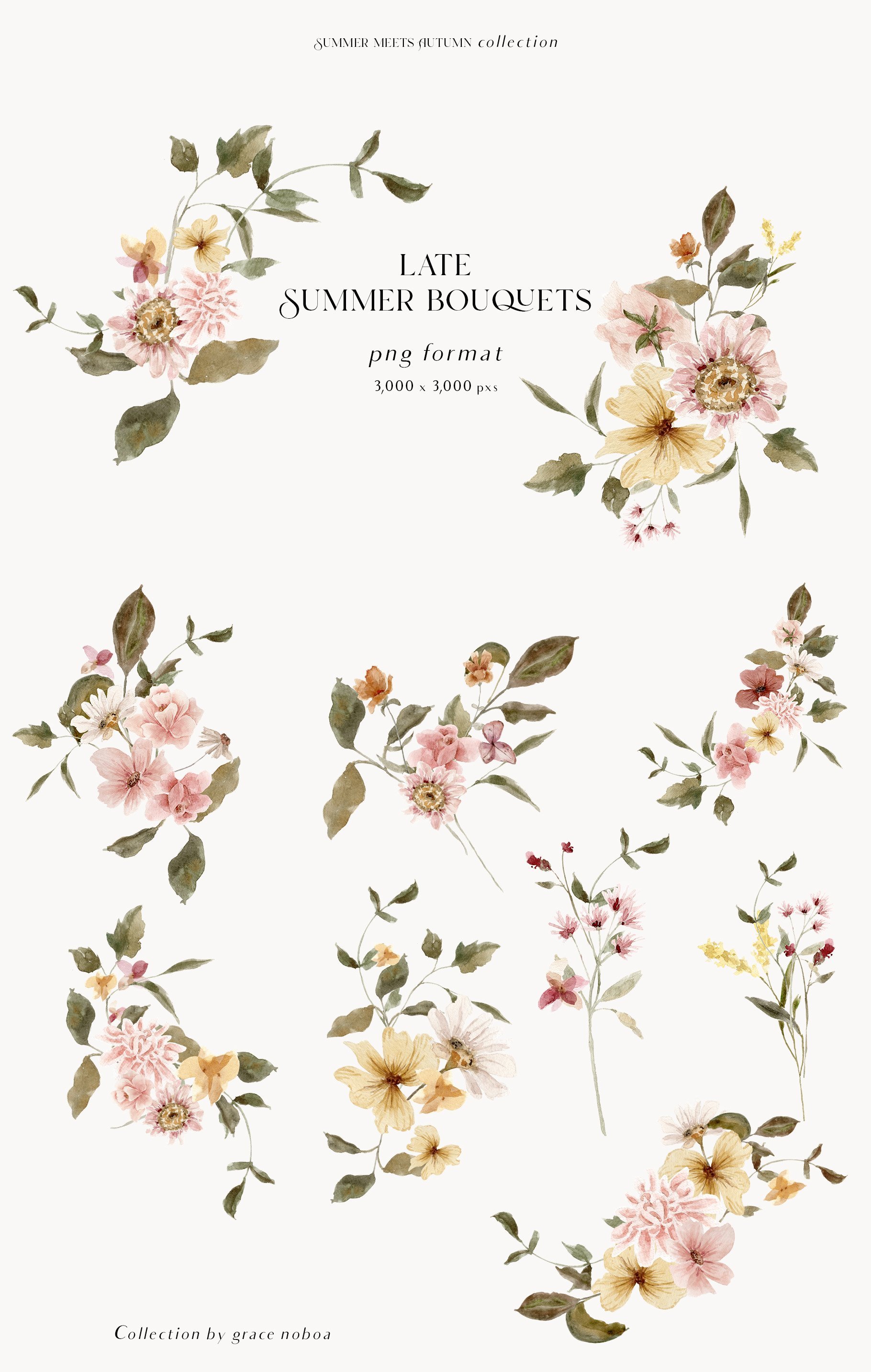 Watercolor Spring Rustic Florals Clipart - Design Cuts