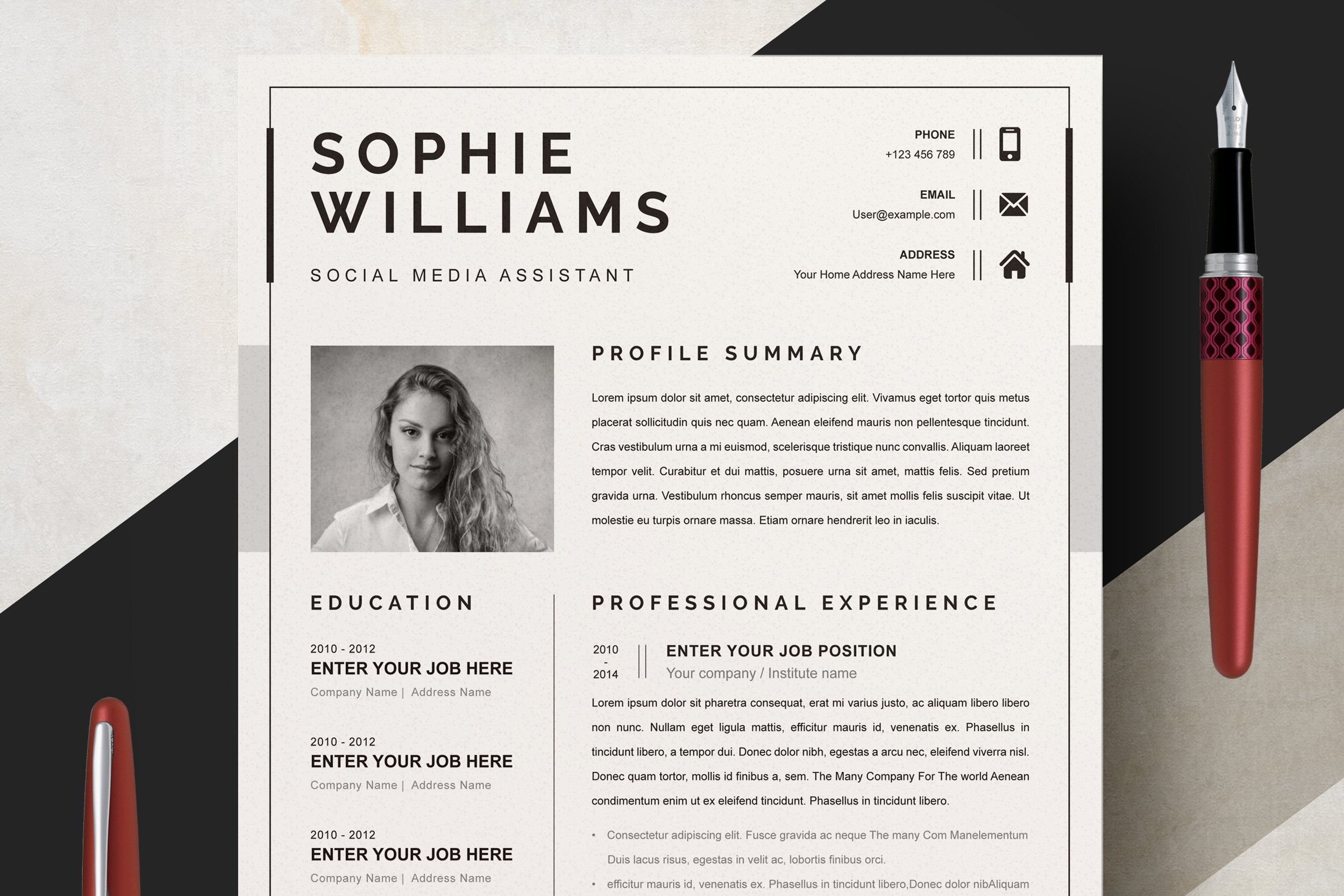 Professional Resume Template For Word 3 - Design Cuts