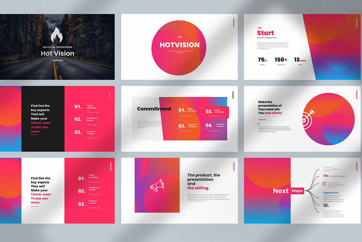 Hot-Vision Keynote Presentation Template - Design Cuts