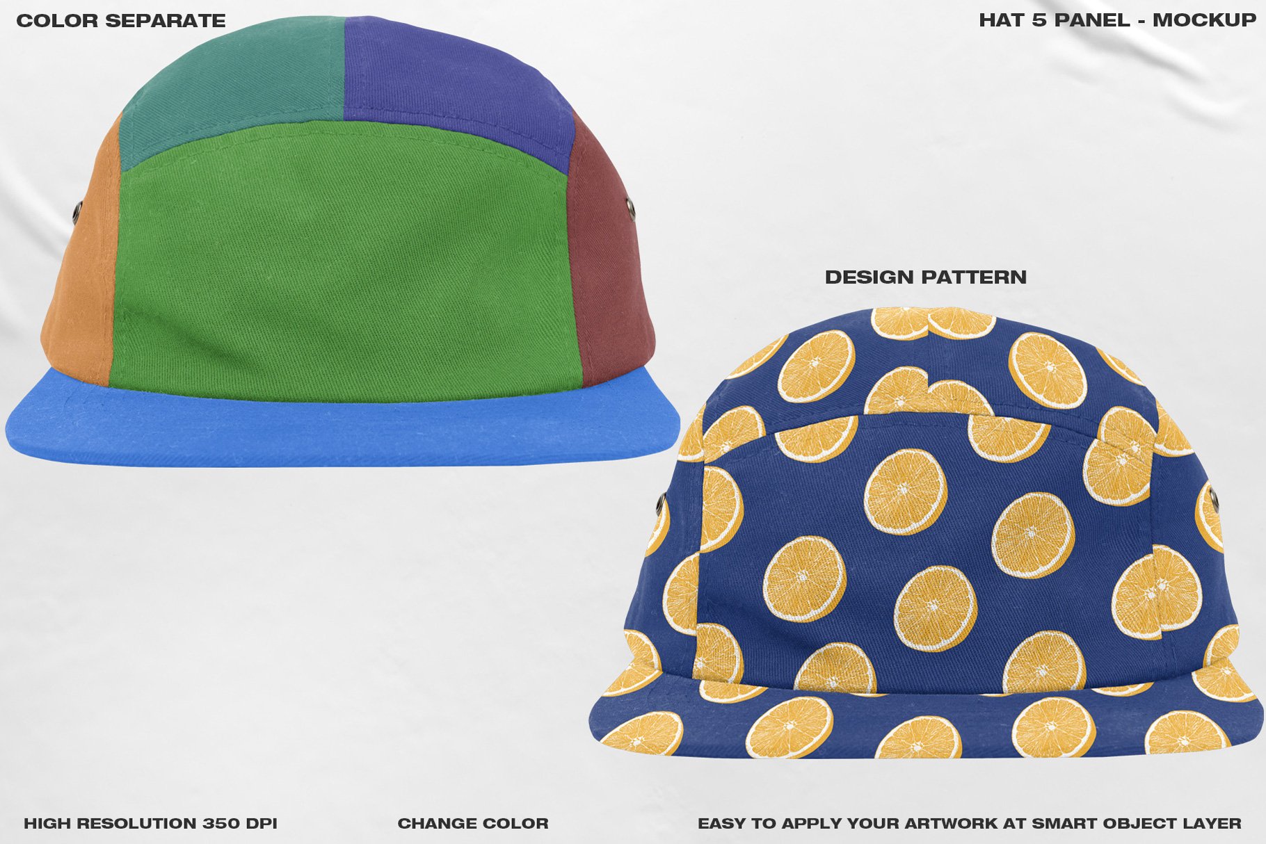 Hat 5 Panel - Mockup - Design Cuts