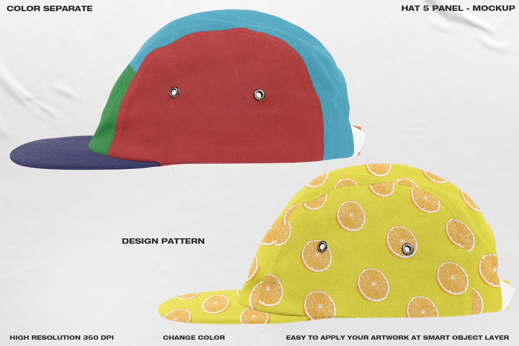 Hat 5 Panel - Mockup - Design Cuts