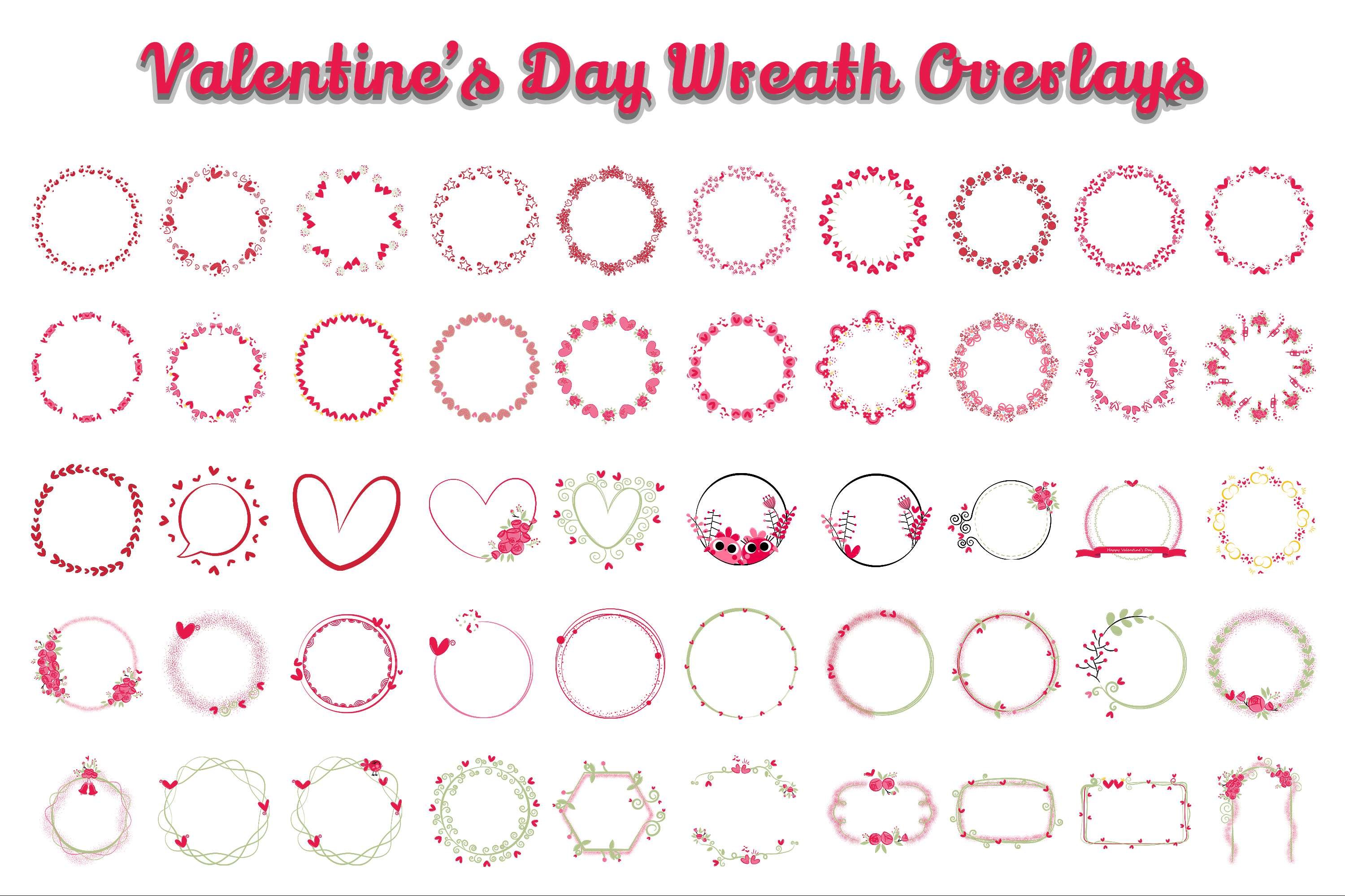 50 Valentine's Day Wreath Overlays - Design Cuts