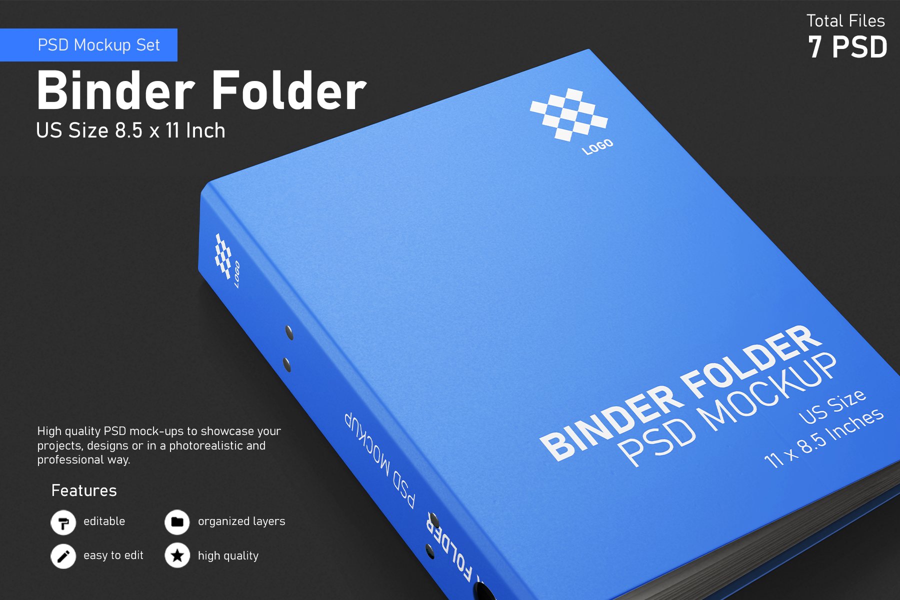 Binder Folder PSD Mockup Set - US Size Letter - Design Cuts