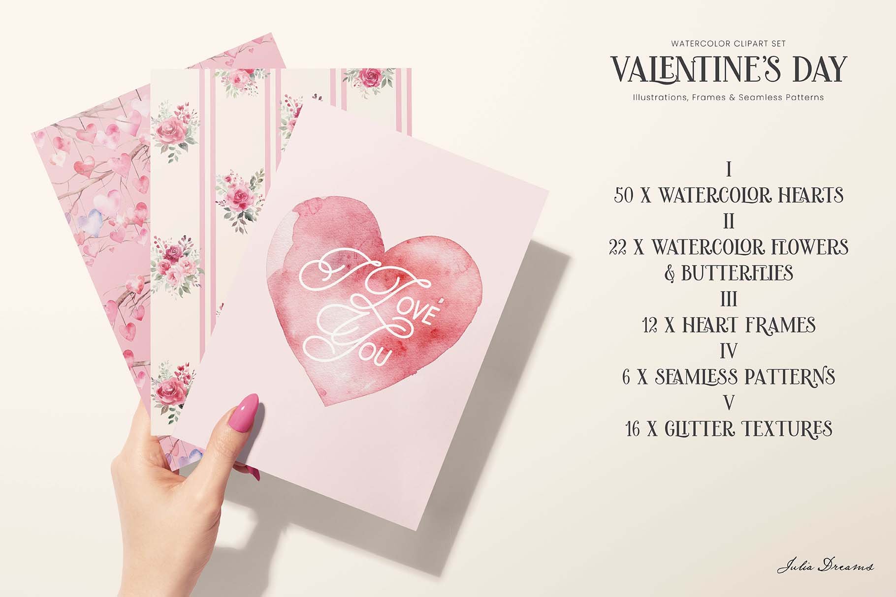 In Love - Valentine's Hearts Watercolor - Design Cuts