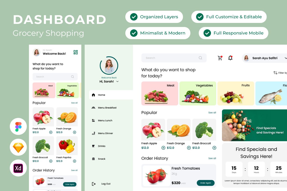 FreshCart - Grocery Dashboard V1 - Design Cuts