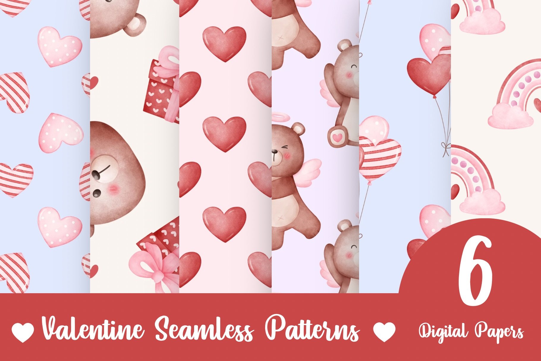 boho teddy bear digital paper seamless pattern
