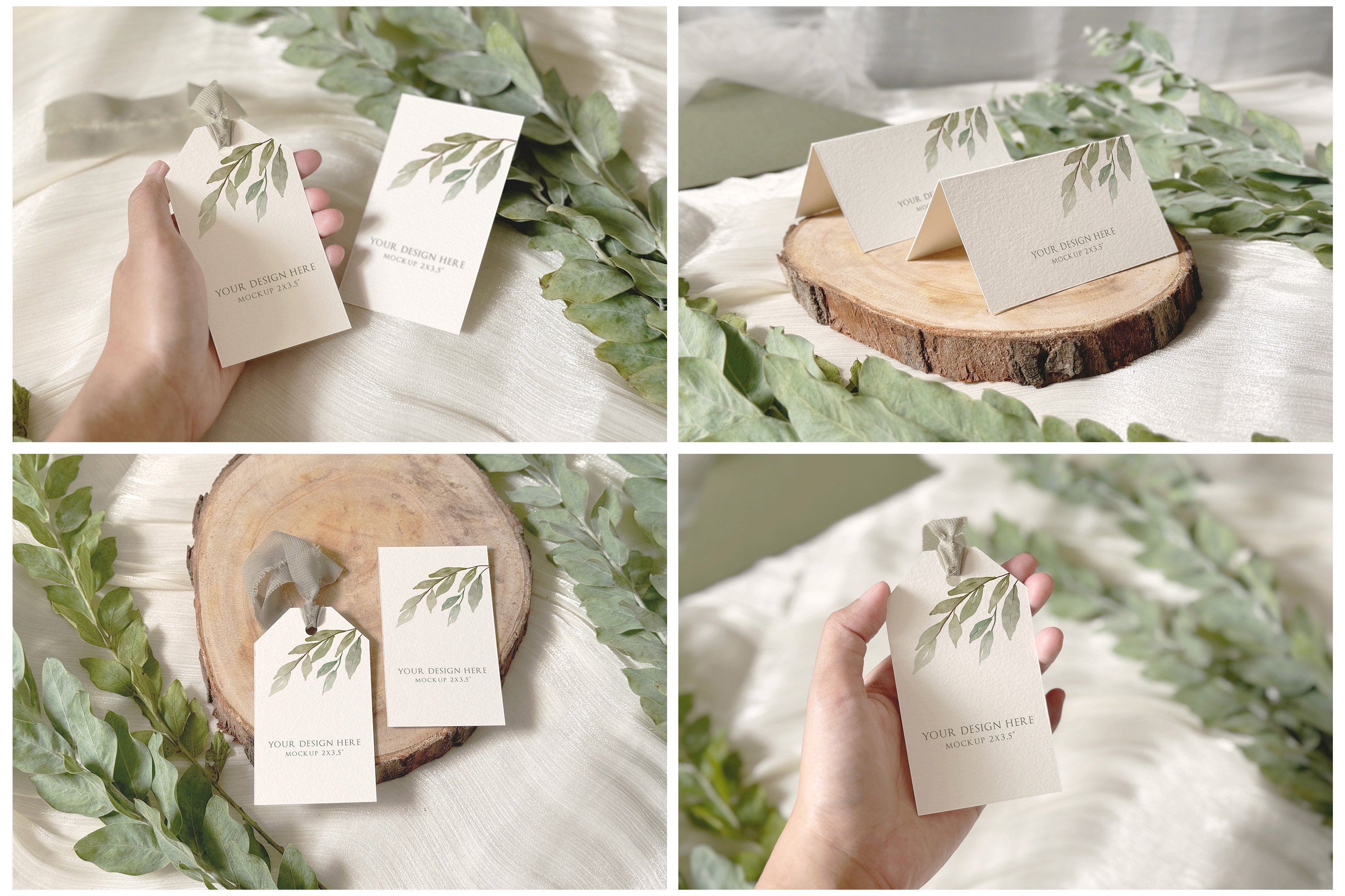 Greenery Wedding Card Mockup Collection   Design Cuts