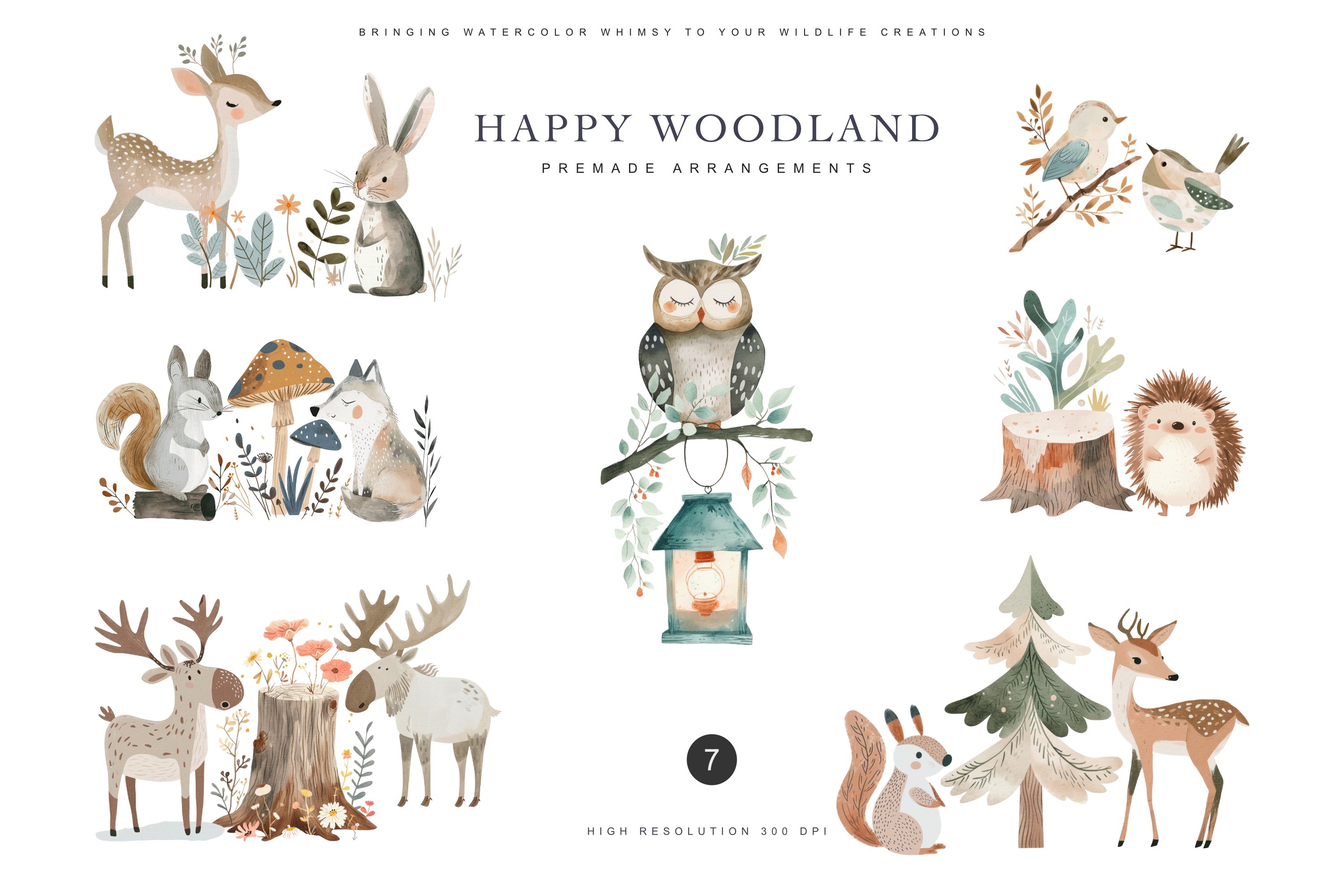 Watercolor Woodland Animal Clipart Collection - Design Cuts