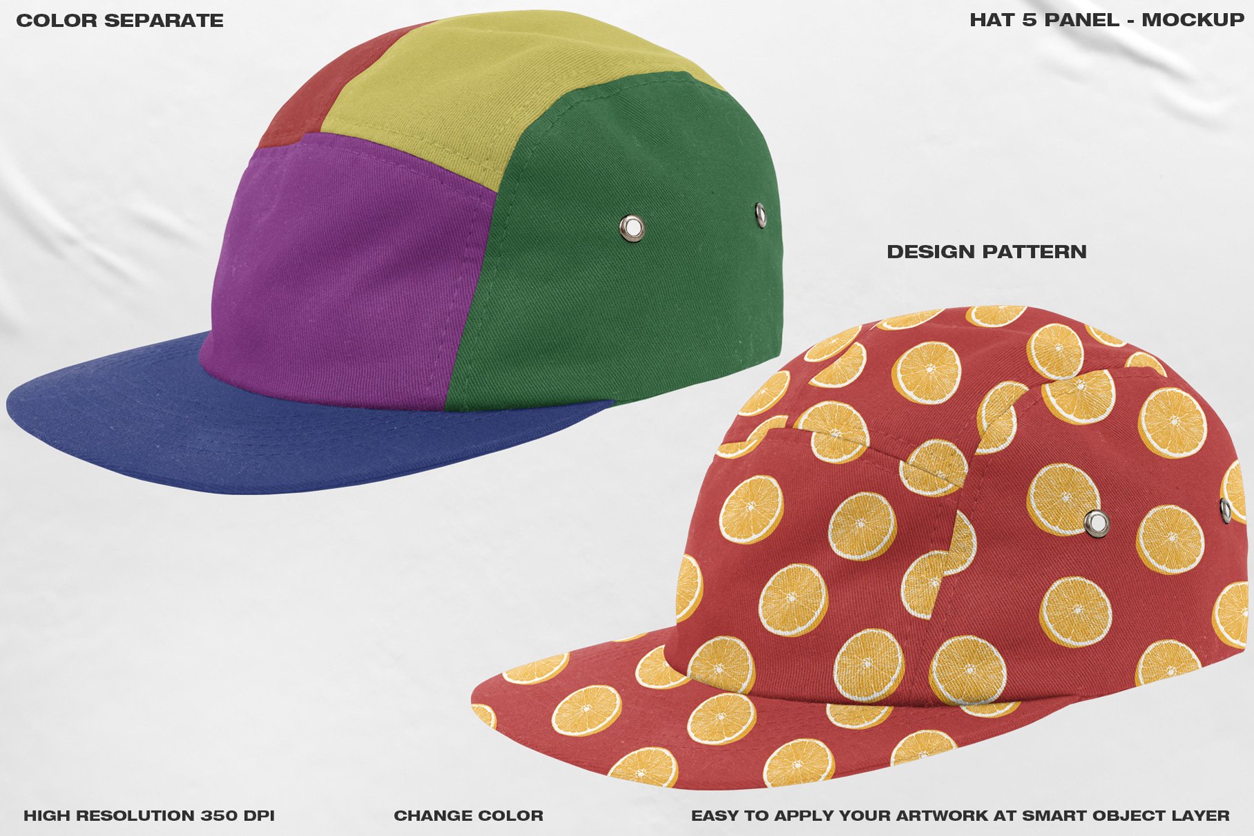 Hat 5 Panel - Mockup - Design Cuts