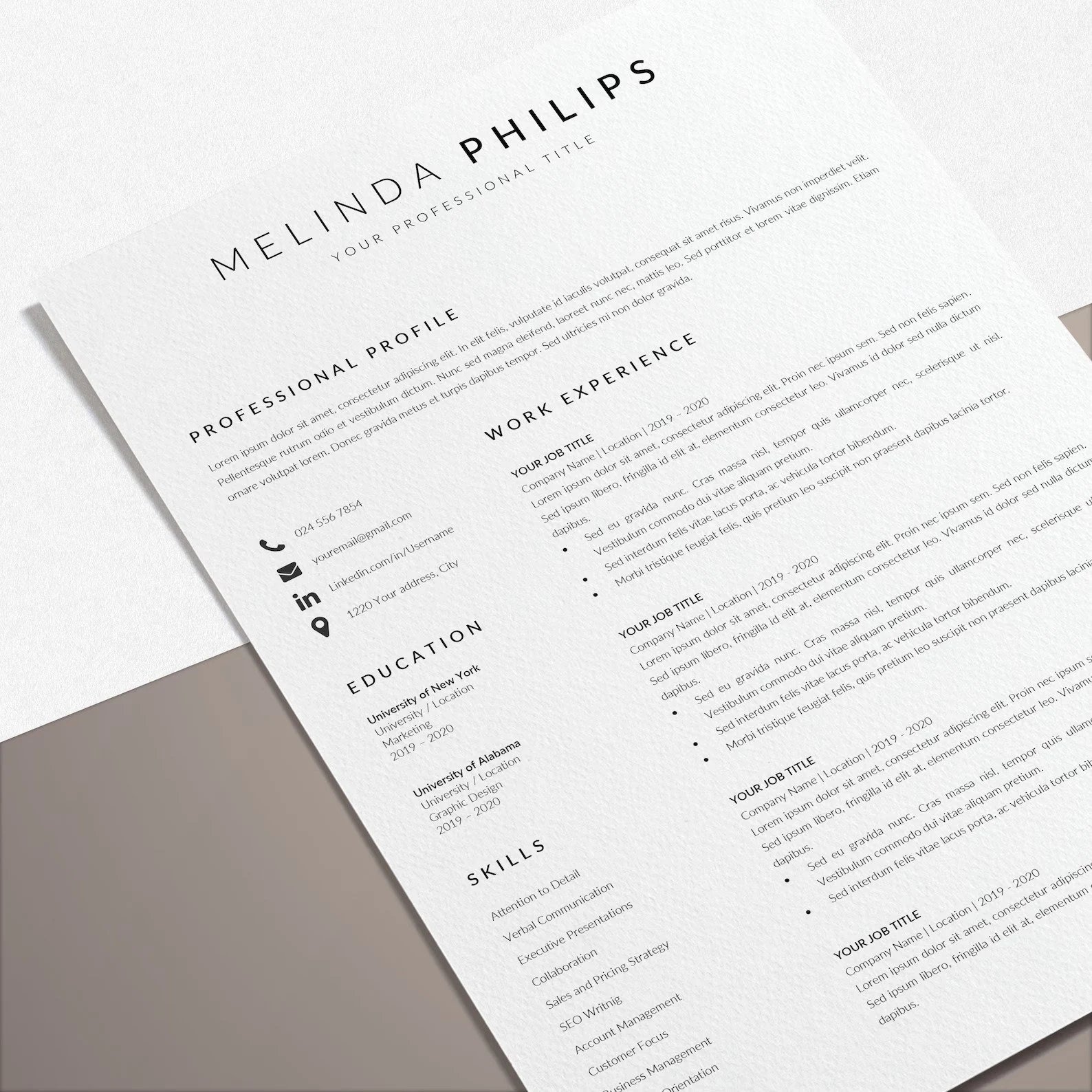 Resume Template | CV Template - Melinda Philips - Design Cuts