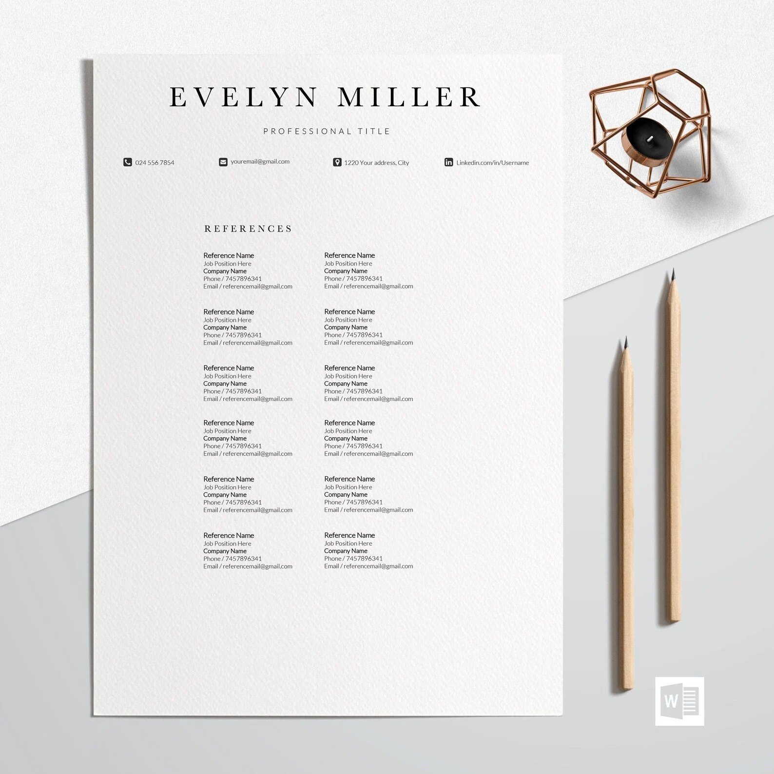 Resume Template | CV Template - Evelyn Miller - Design Cuts