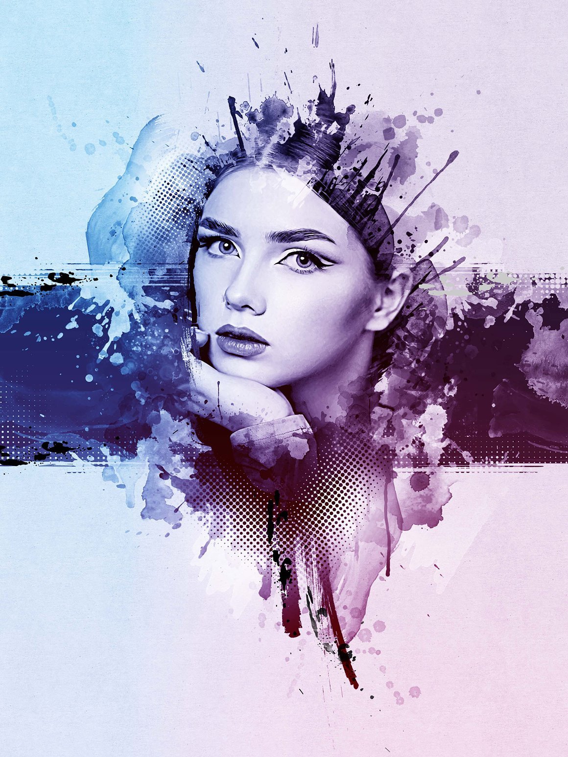 Watercolor Mixed Art Photo Effect - Design Cuts