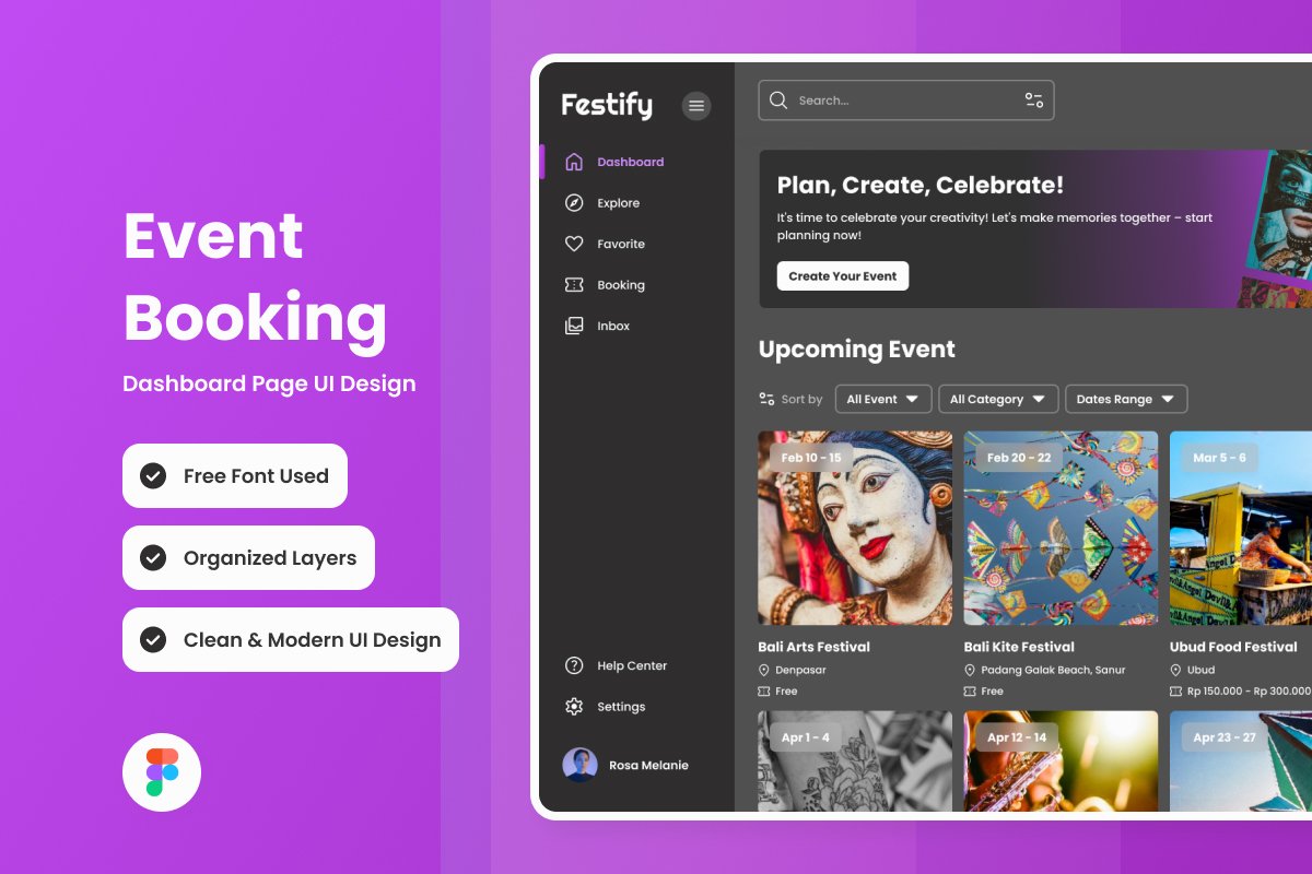 Festify - Event Booking Dashboard V1 - Design Cuts