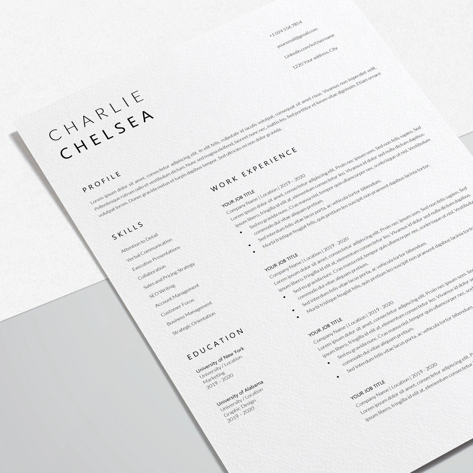 Resume Template | CV Template - Charlie Chelsea - Design Cuts