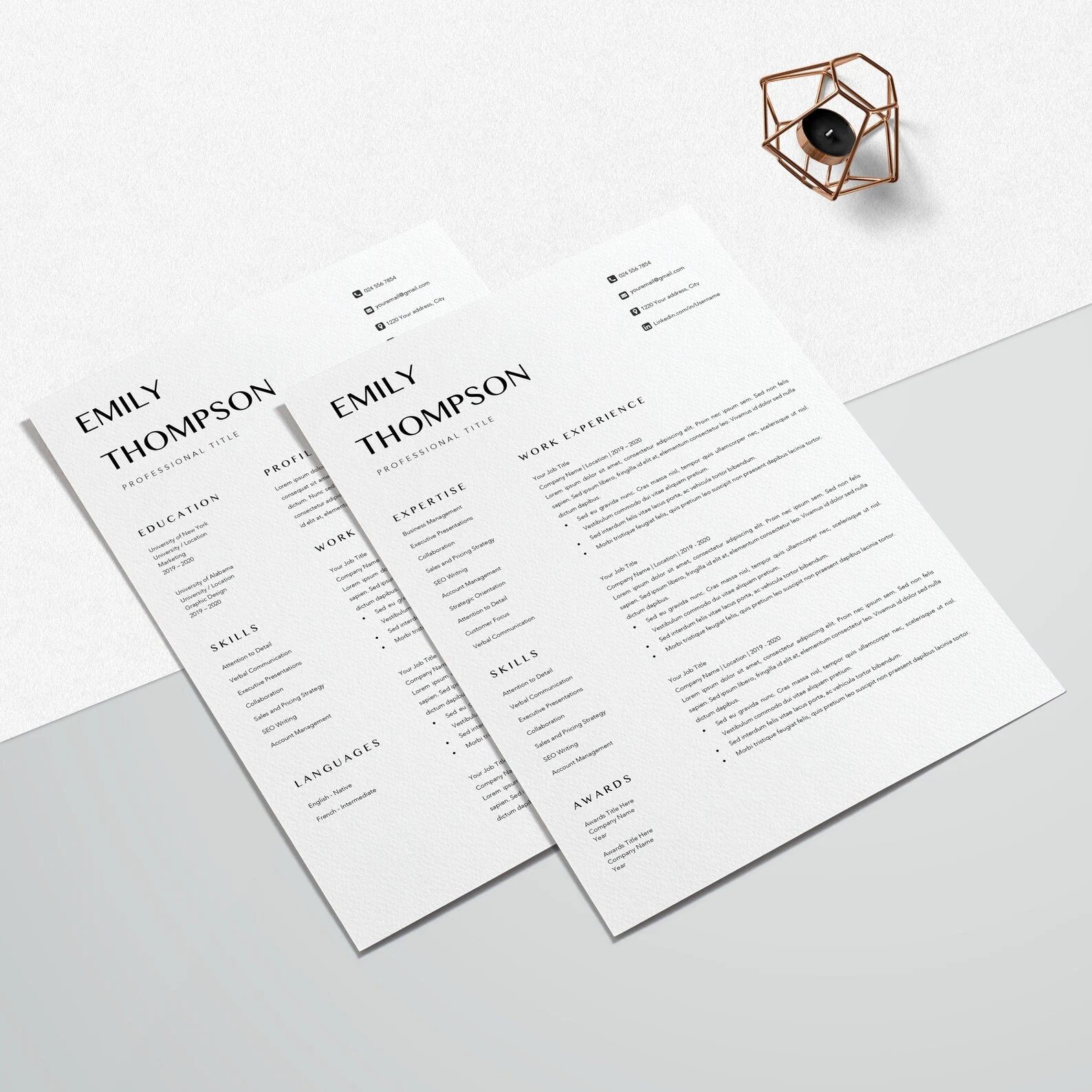 Resume Template | CV Template - Emily Thompson - Design Cuts