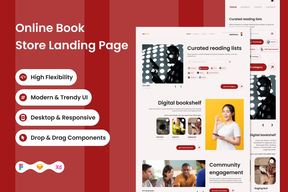 ReRead - Online Book Store Landing Page V1 - Design Cuts