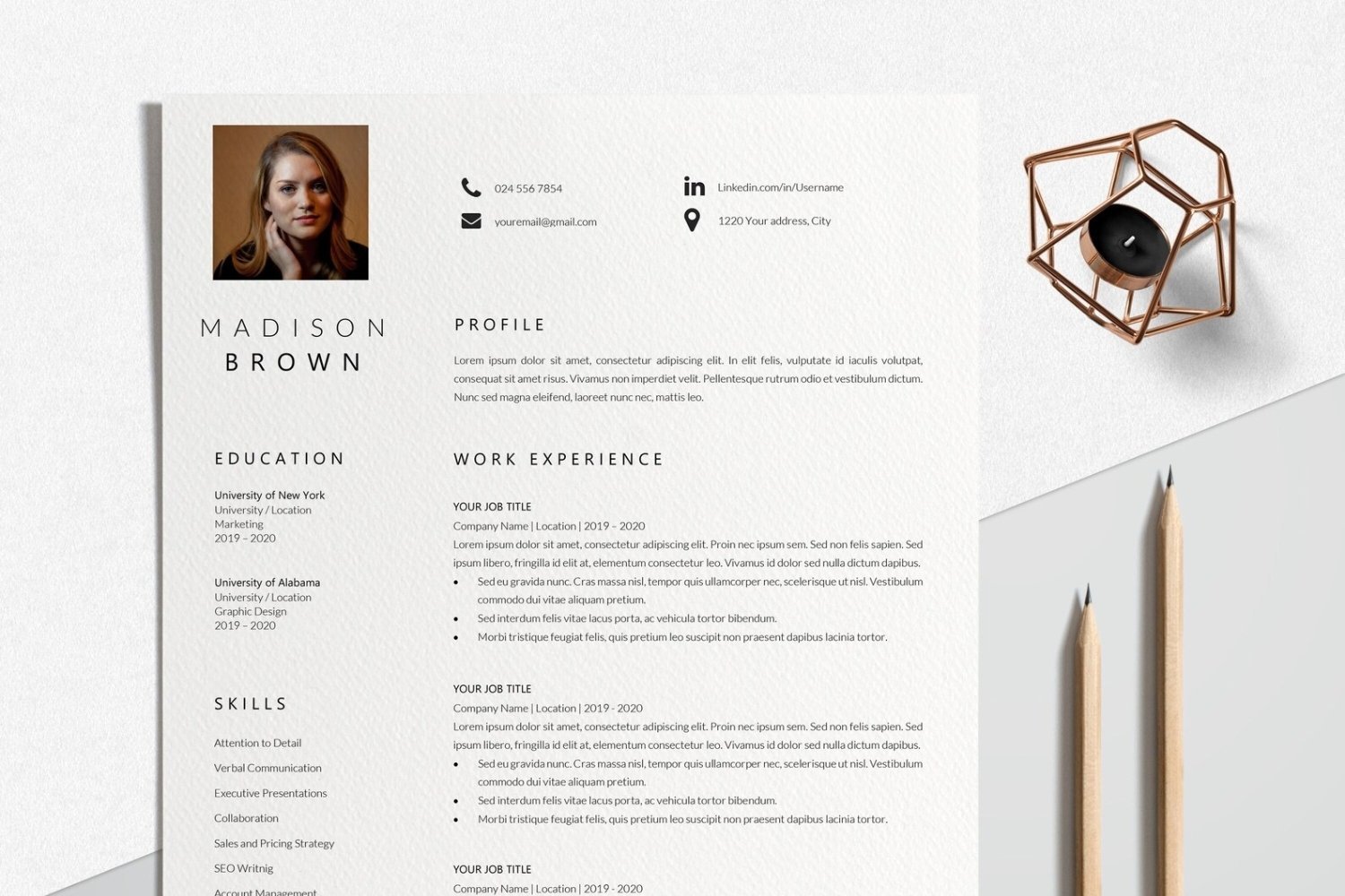 Resume Template | CV Template - Madison Brown - Design Cuts