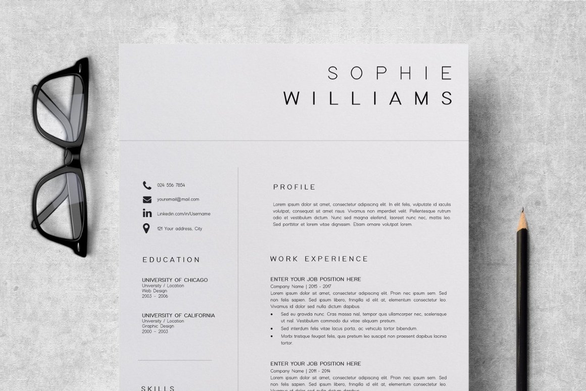 Resume Template | CV Template - Sophie Williams - Design Cuts