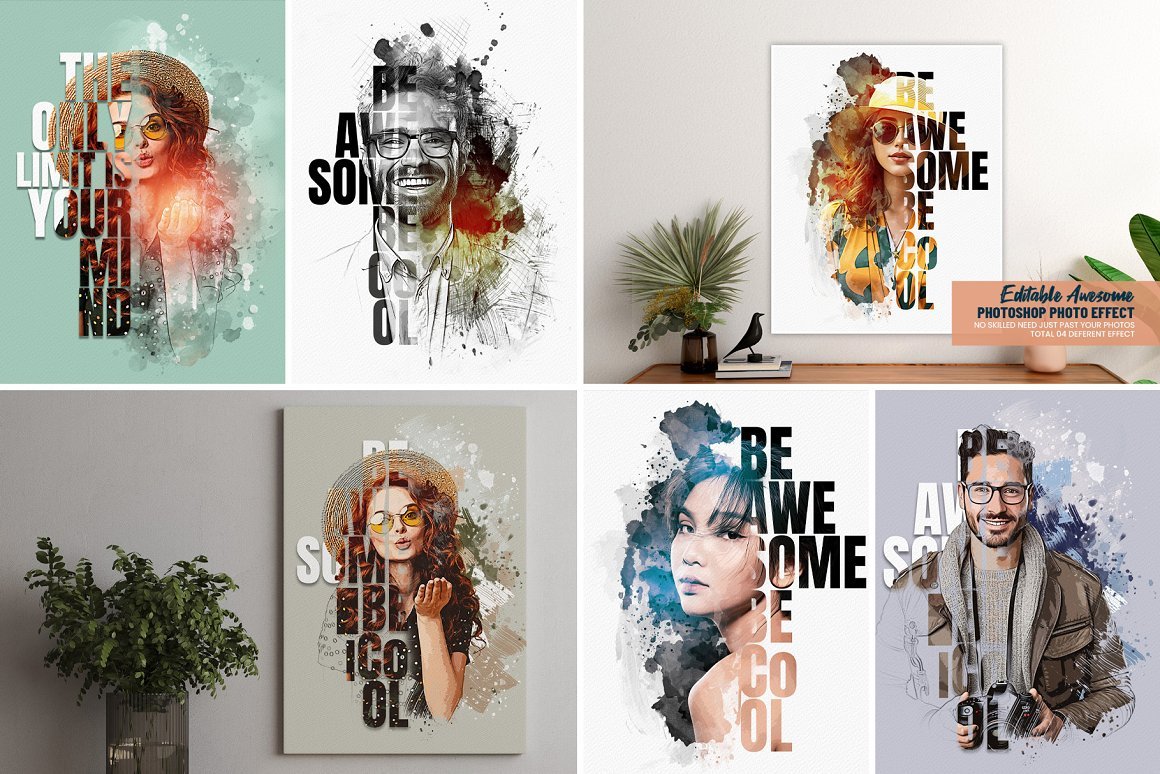 Typography Portrait Effect Template - Design Cuts