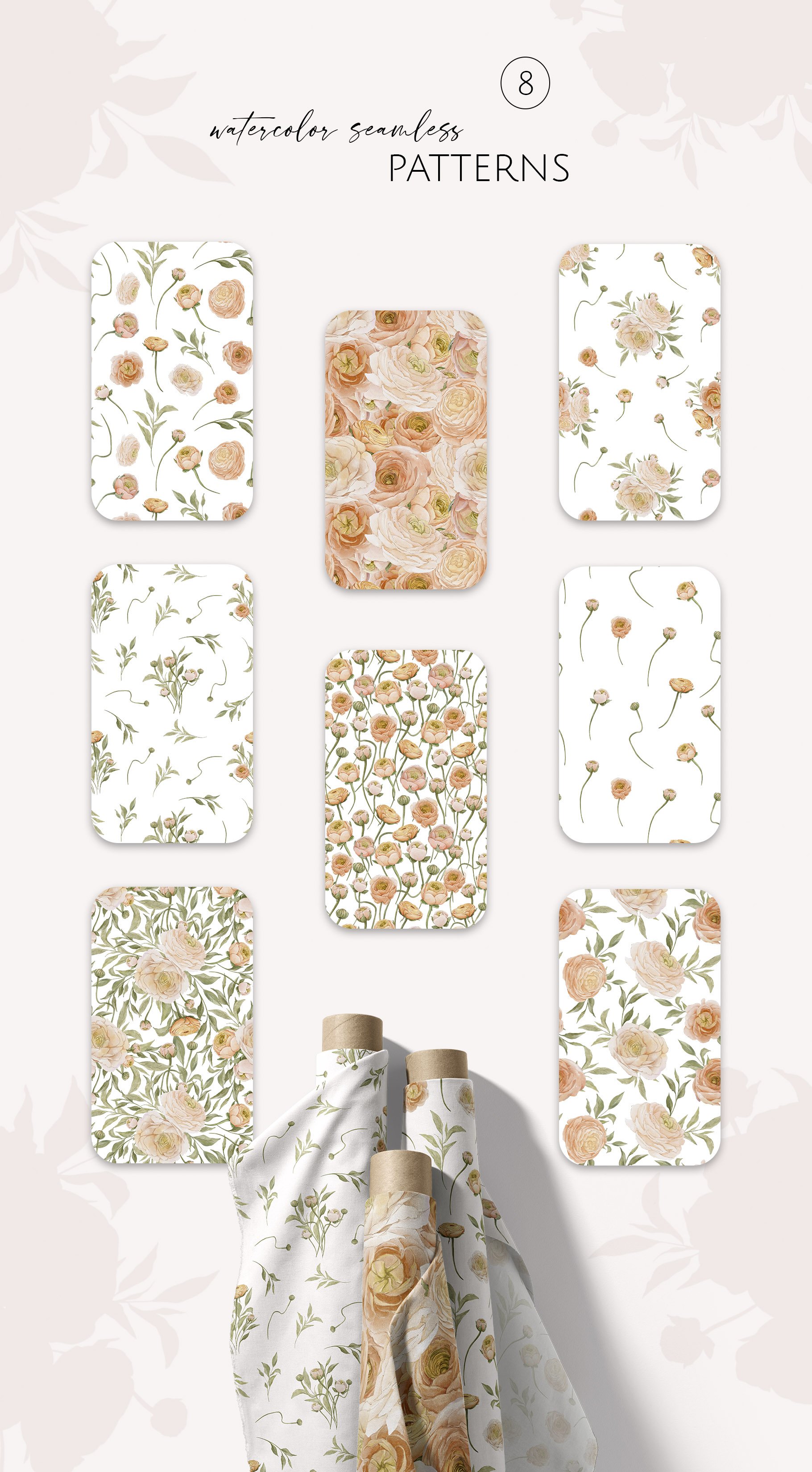 Peach BLOOM Watercolor Florals - Design Cuts