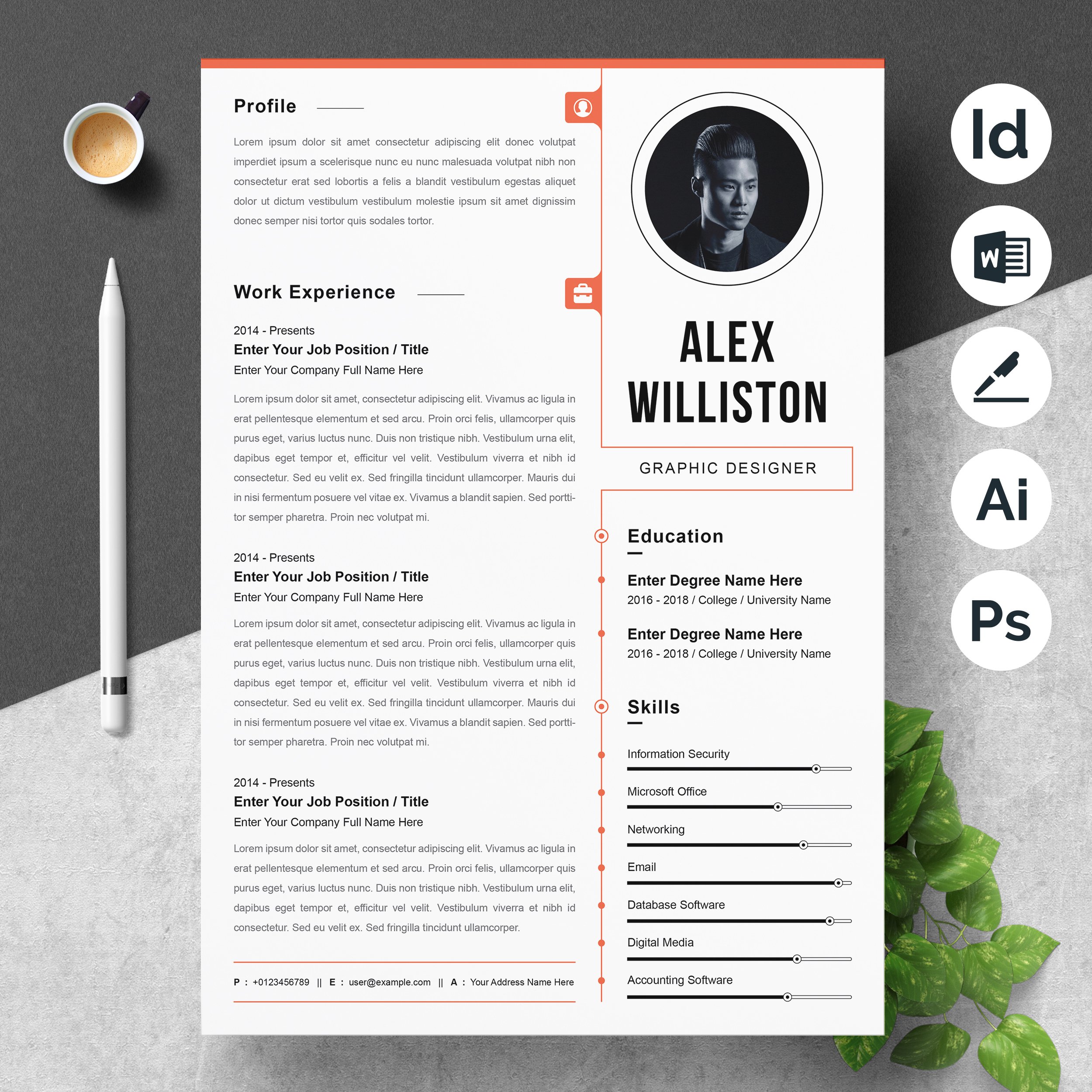 Clean Resume Template CV Template 4 - Design Cuts