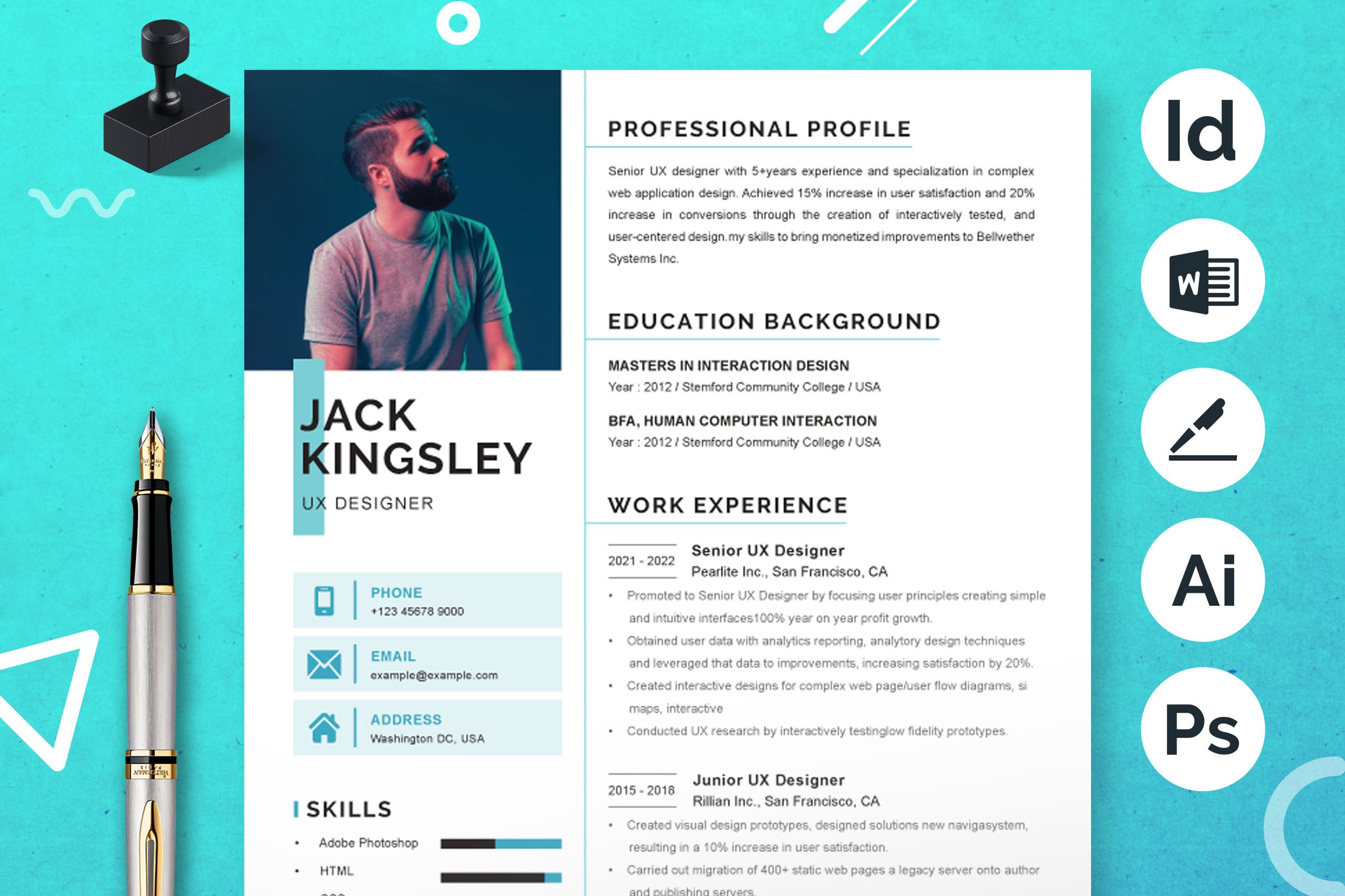 Professional CV Template Design 3 - Design Cuts