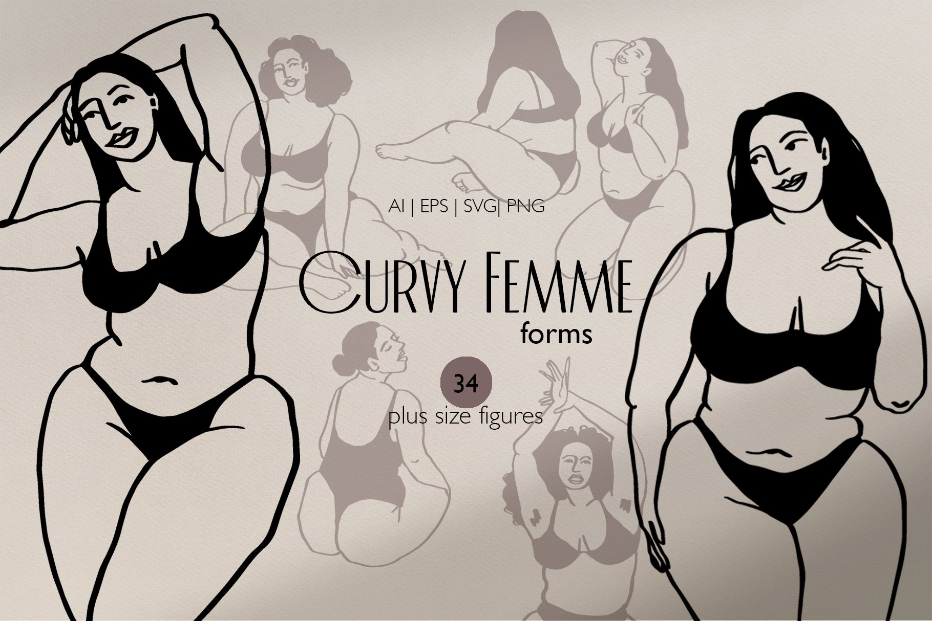 Curvy Body Positive Women Art - Design Cuts