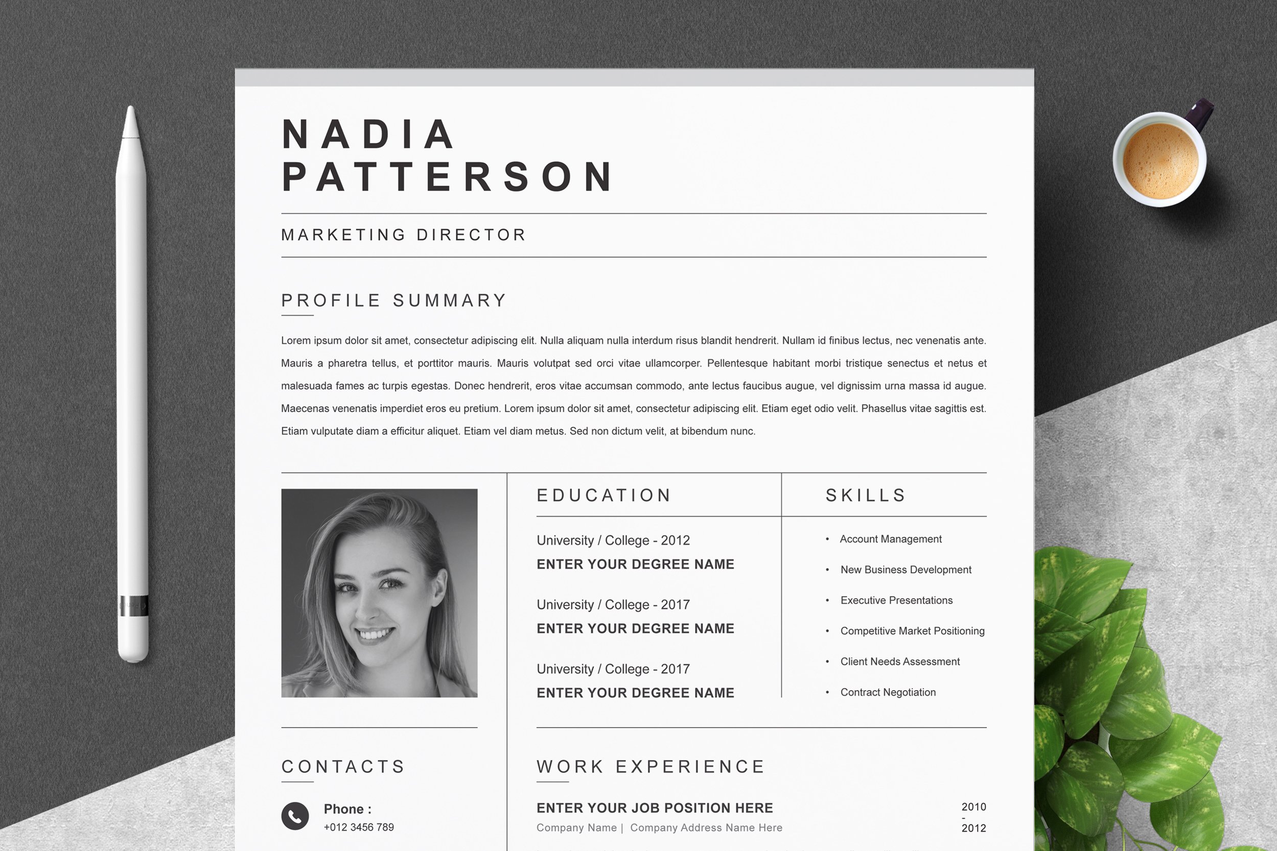 Resume Template 4 Pages CV 10 - Design Cuts