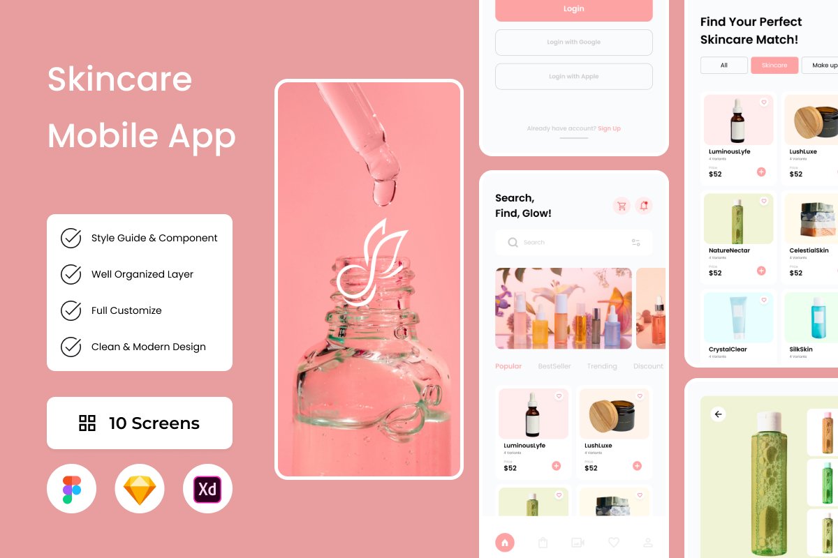 Glowify - Skincare Mobile App - Design Cuts