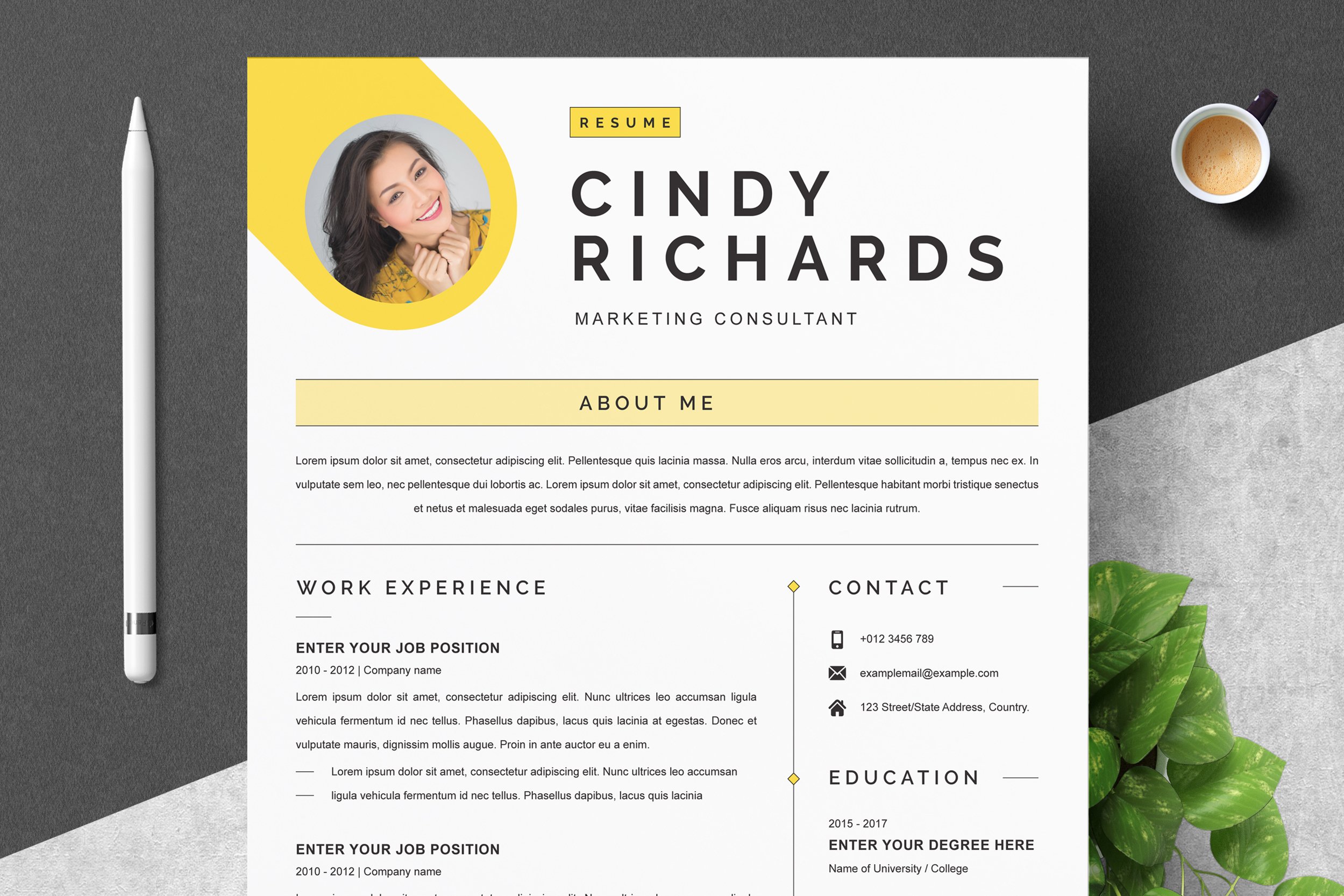 Resume Template 4 Pages CV 8 - Design Cuts