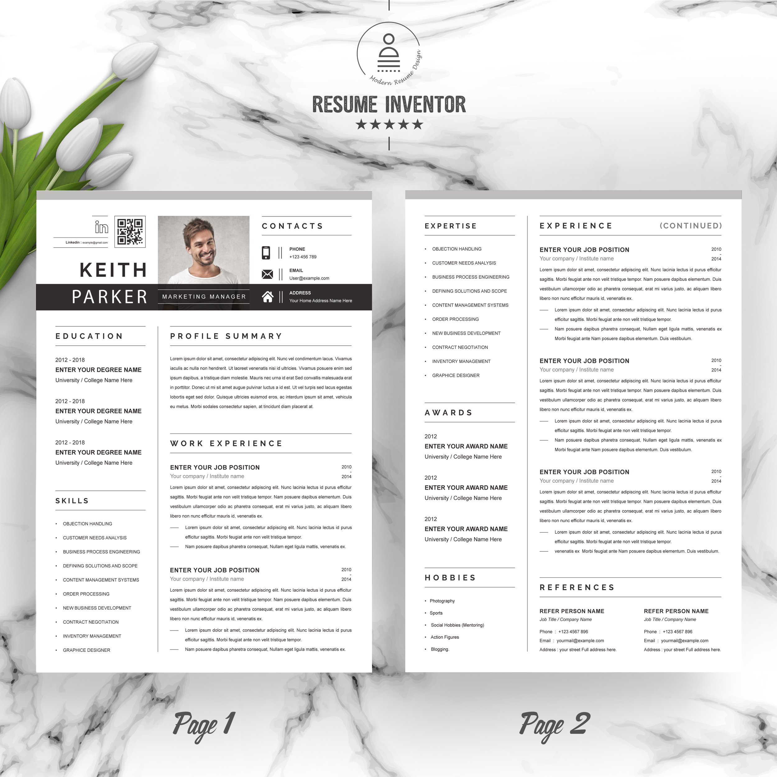 Clean Resume Template Cv Template 8 - Design Cuts