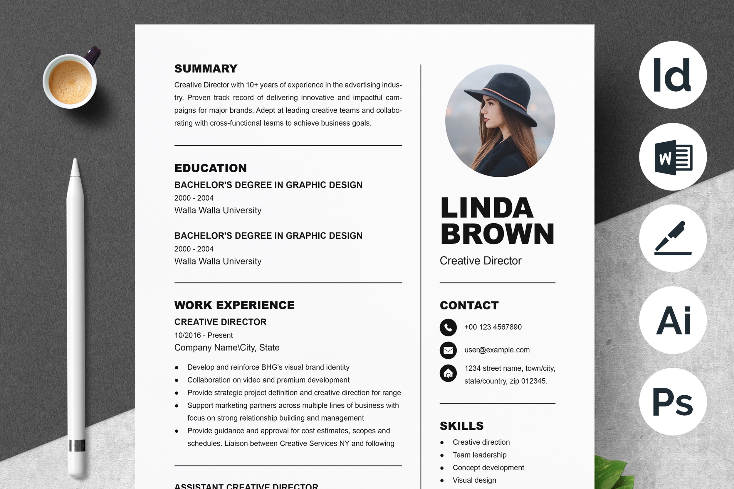 Modern Executive Resume CV Template - Design Cuts