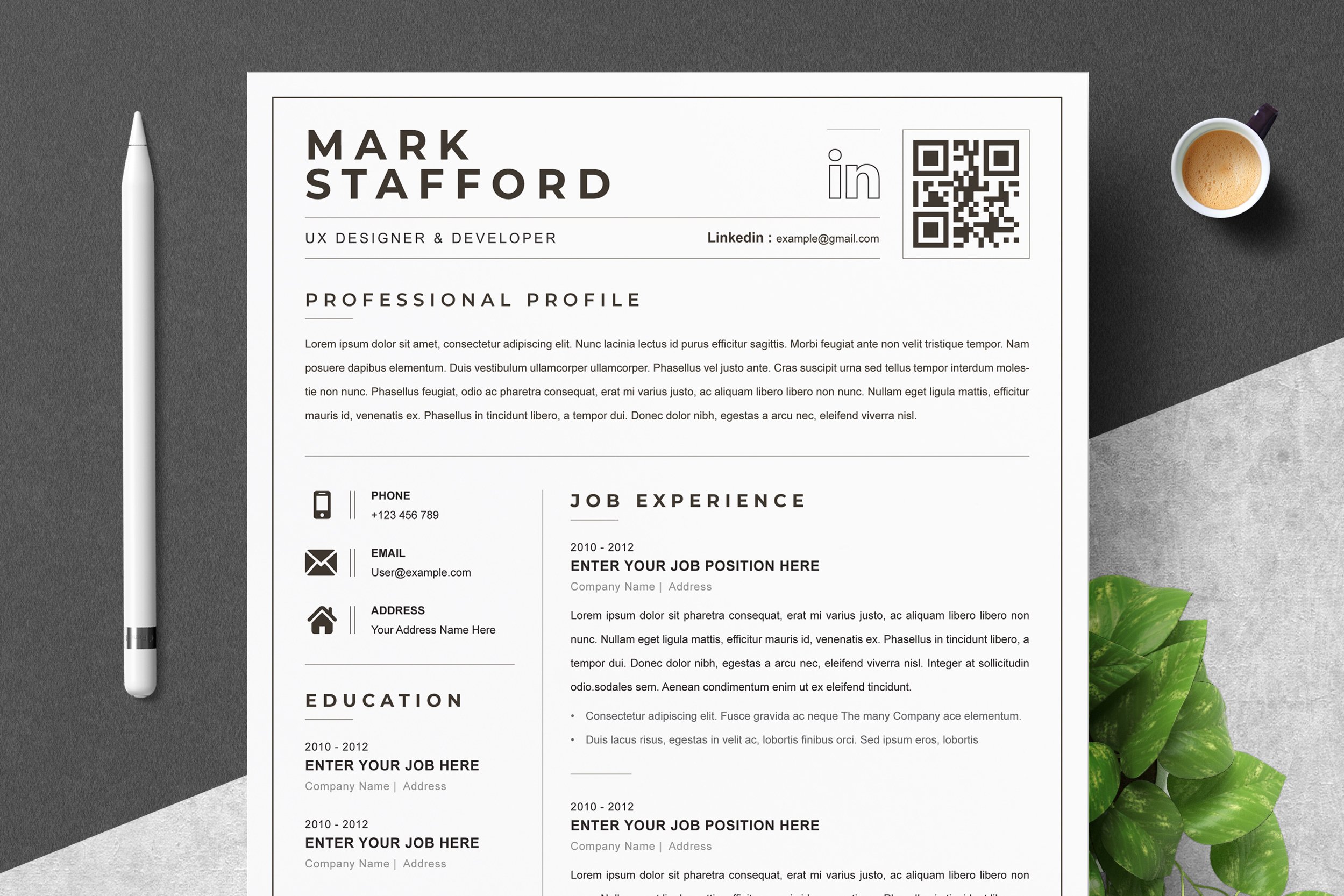 Modern Resume Or CV Template - Design Cuts