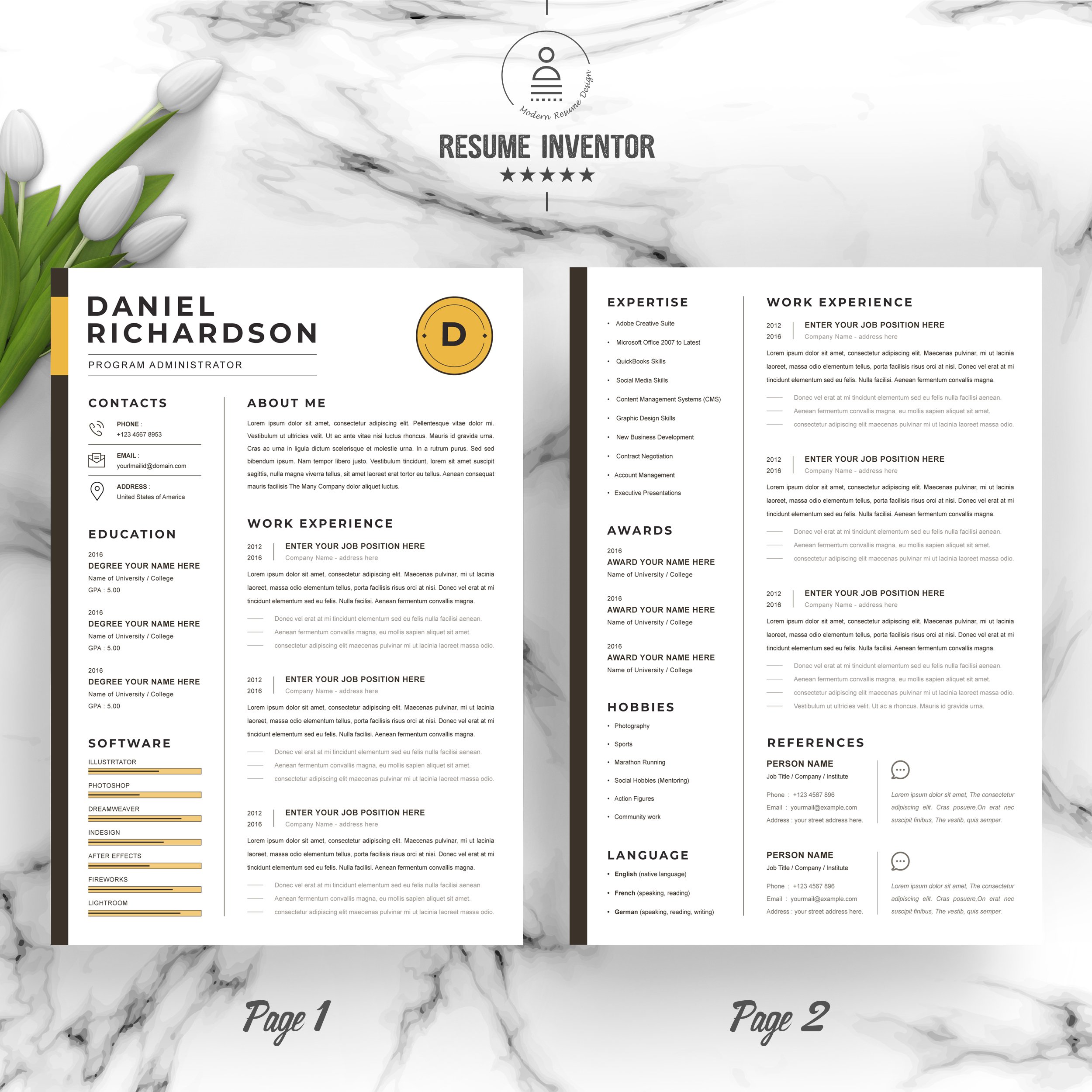 Minimal Resume CV Template 5 - Design Cuts