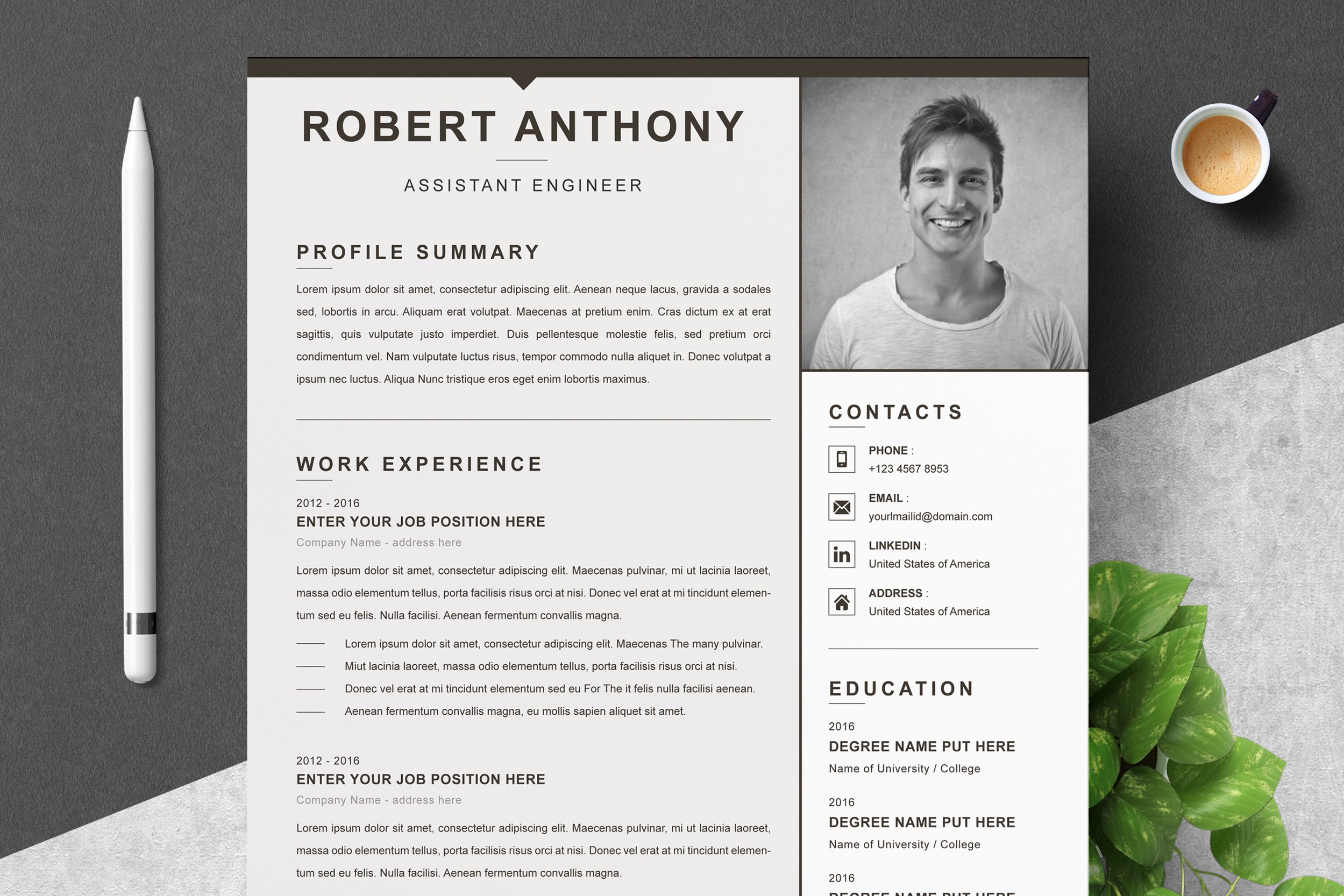 Professional CV Or Resume Template - Design Cuts