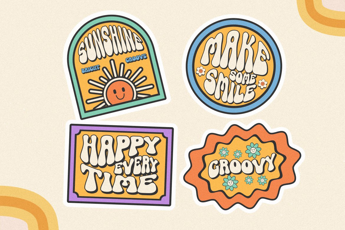 Happy Times Retro Groovy Font - Design Cuts