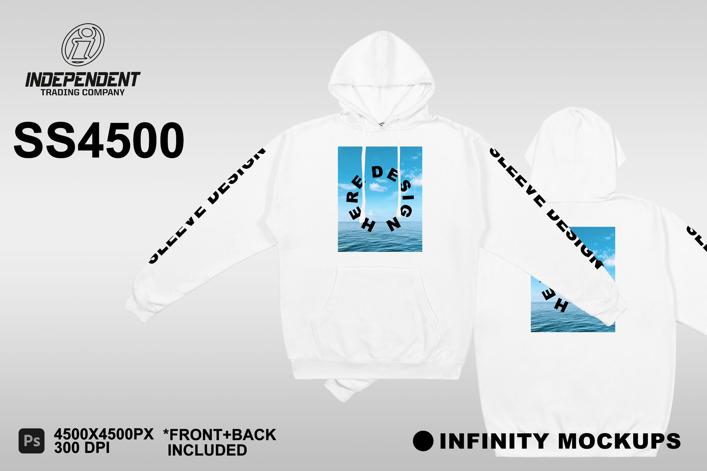 White Hoodie INDEPENDENT SS4500 Mockup - Design Cuts