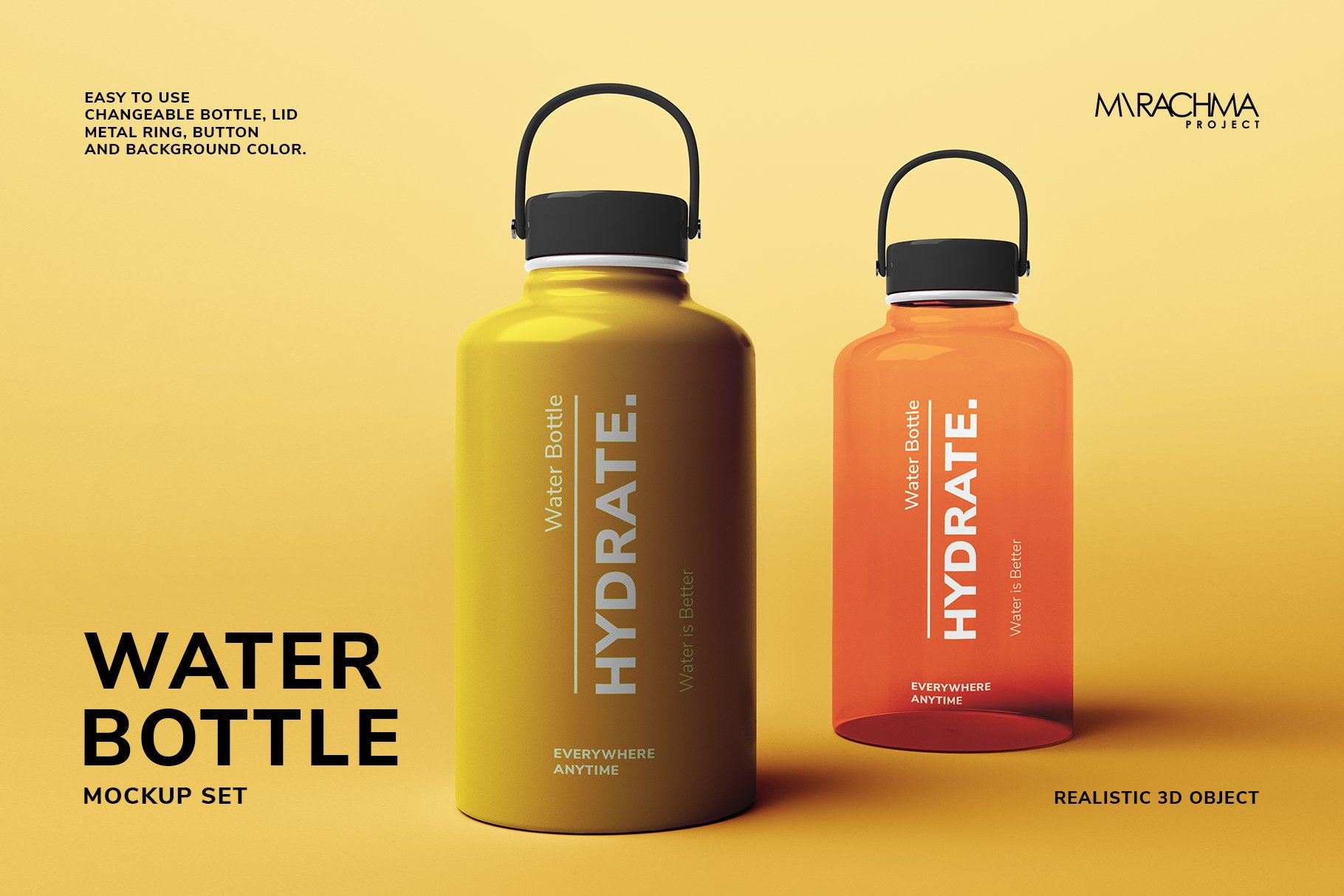 64 Oz Water Bottle Mockup Set - Design Cuts