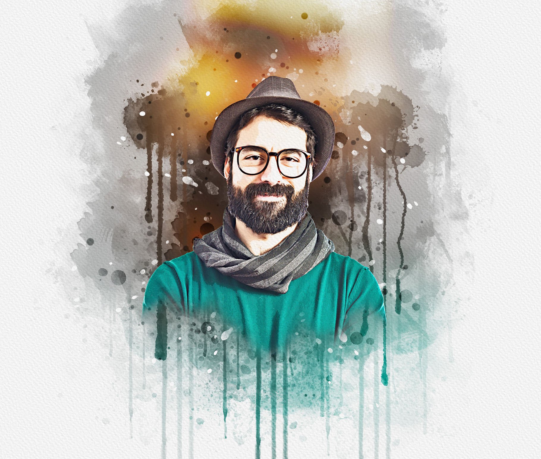 Portrait Watercolor Dropping Effect - Design Cuts