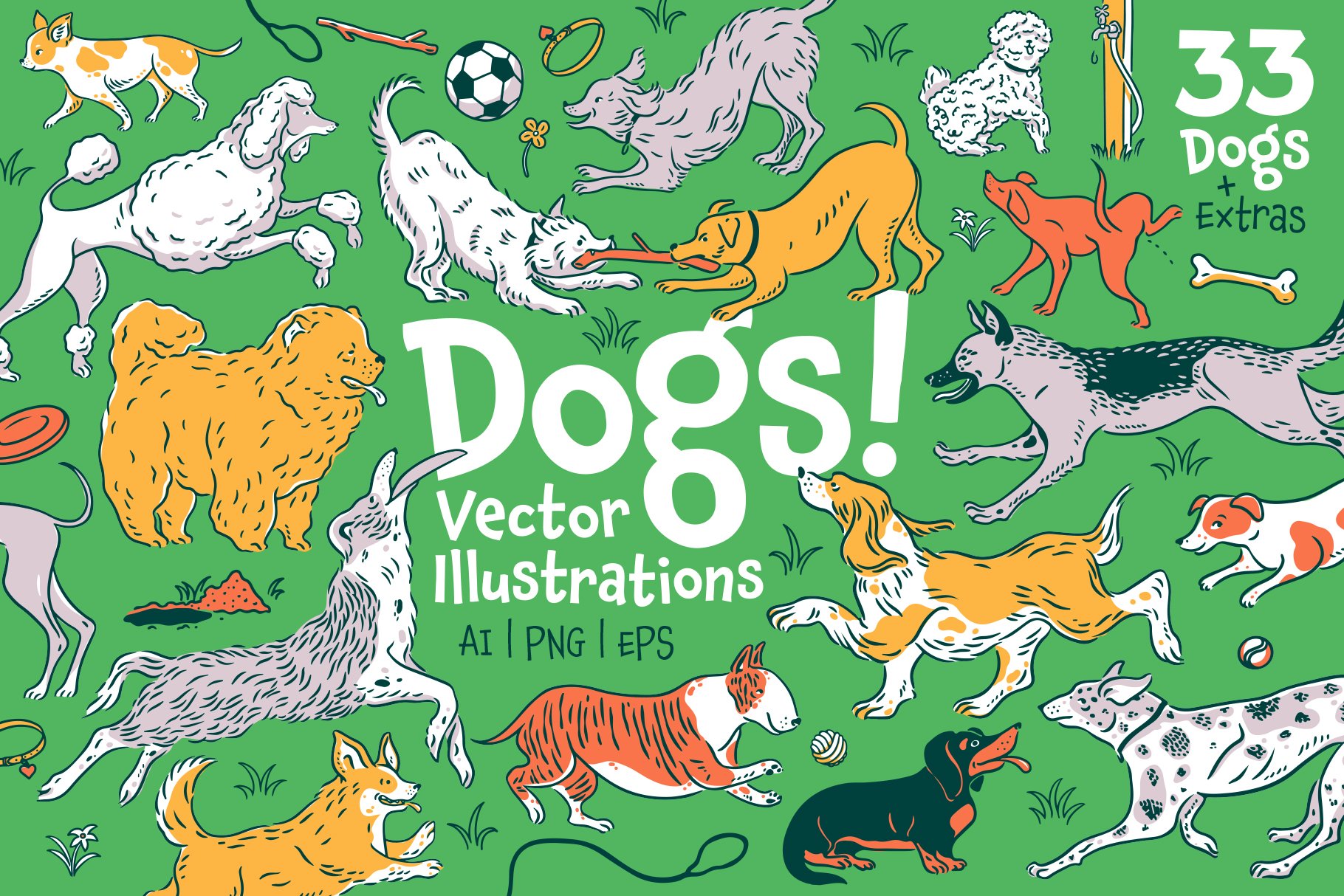 Dogs Vector Clip Art Illustration Collection - Design Cuts